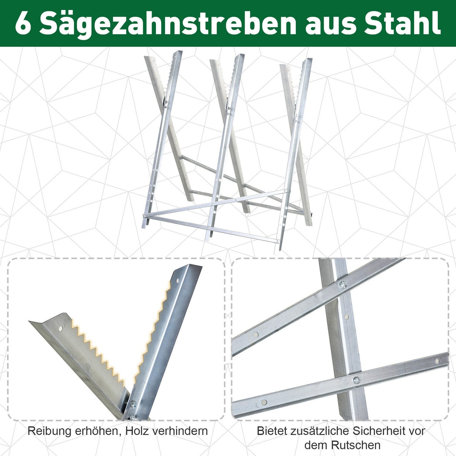 Hopfällbar silvermetallsåg för ved – 83x83x79 cm