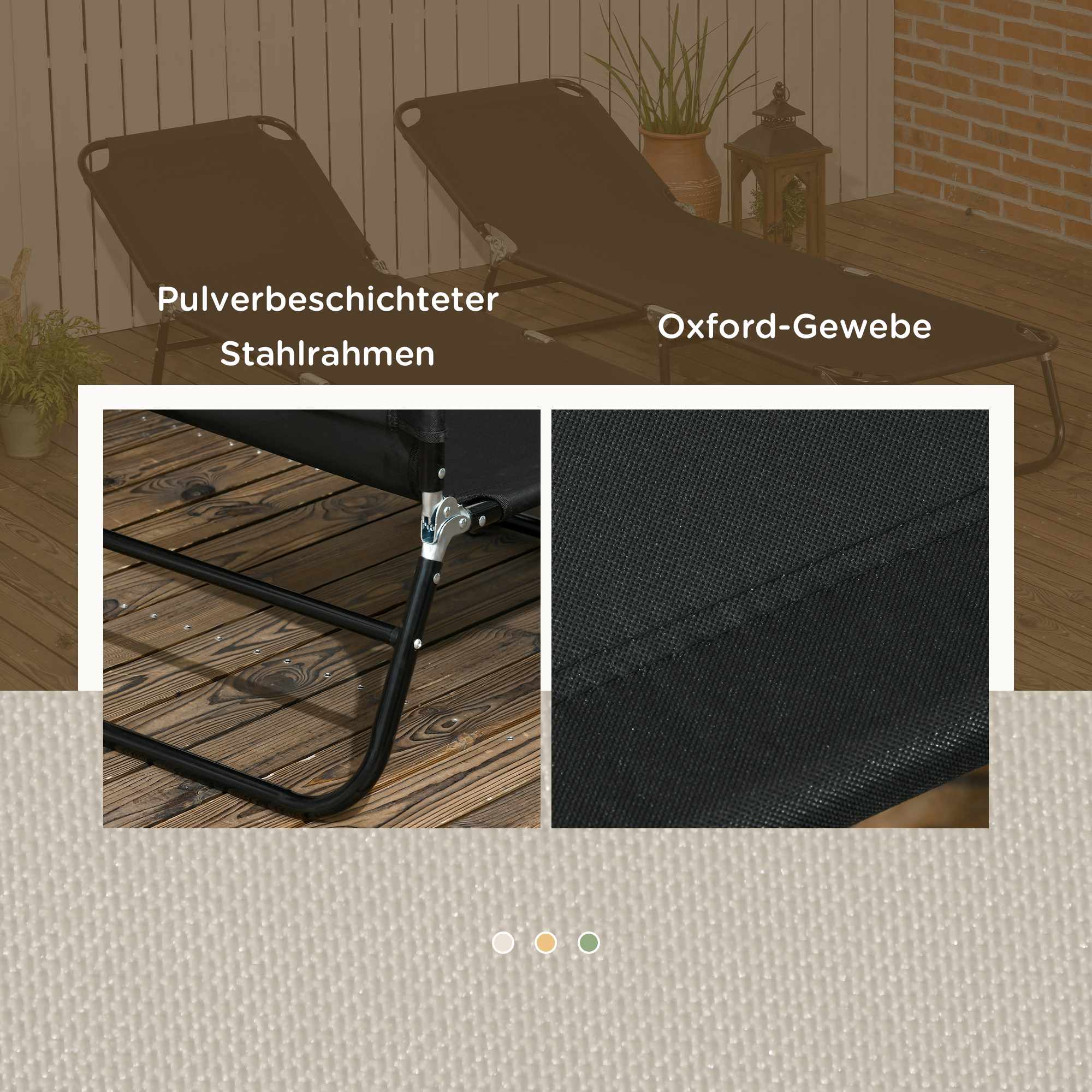 Hopfällbar solsäng för trädgården, justerbart ryggstöd