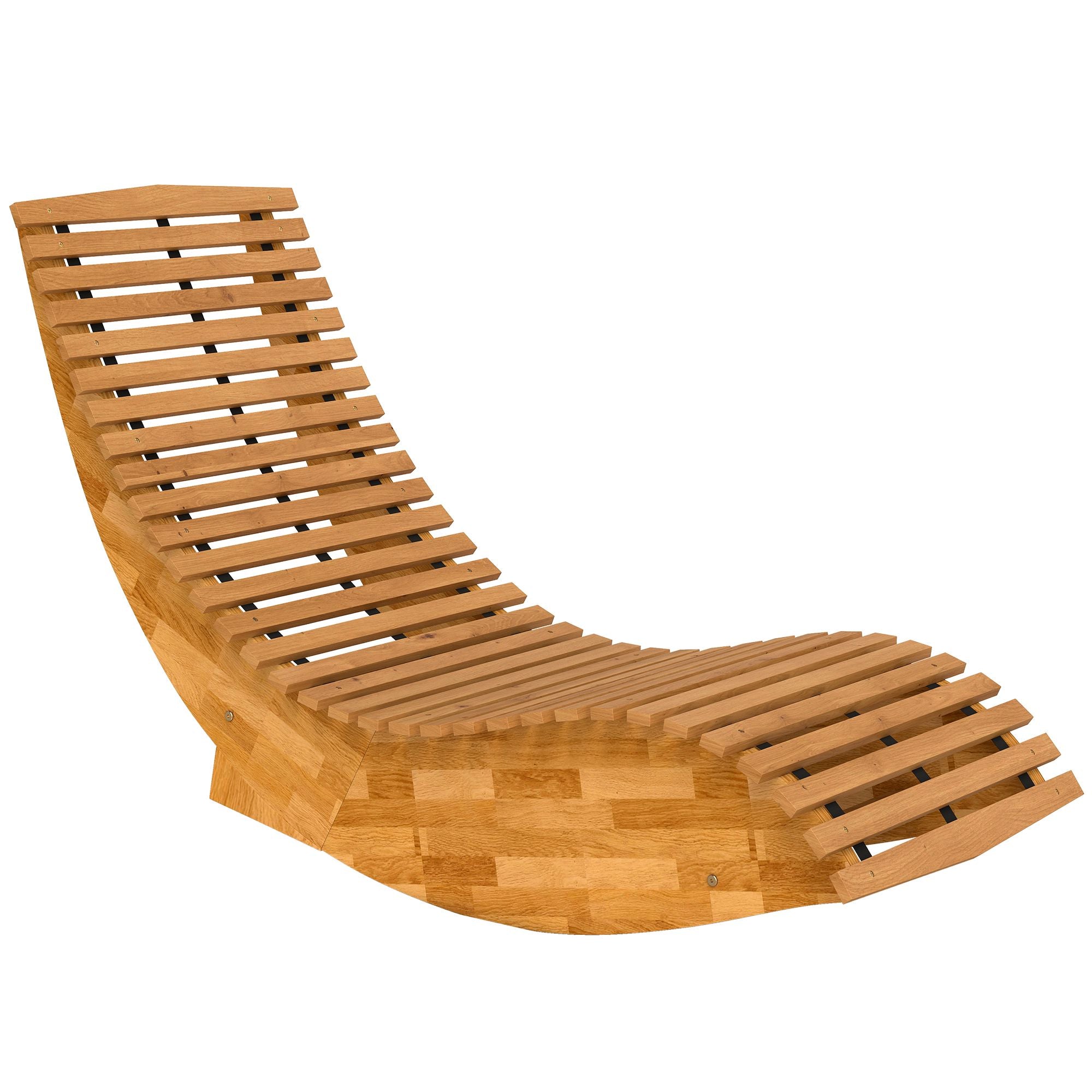 Hopfällbar solsäng i akaciaträ, ergonomisk S-formad design