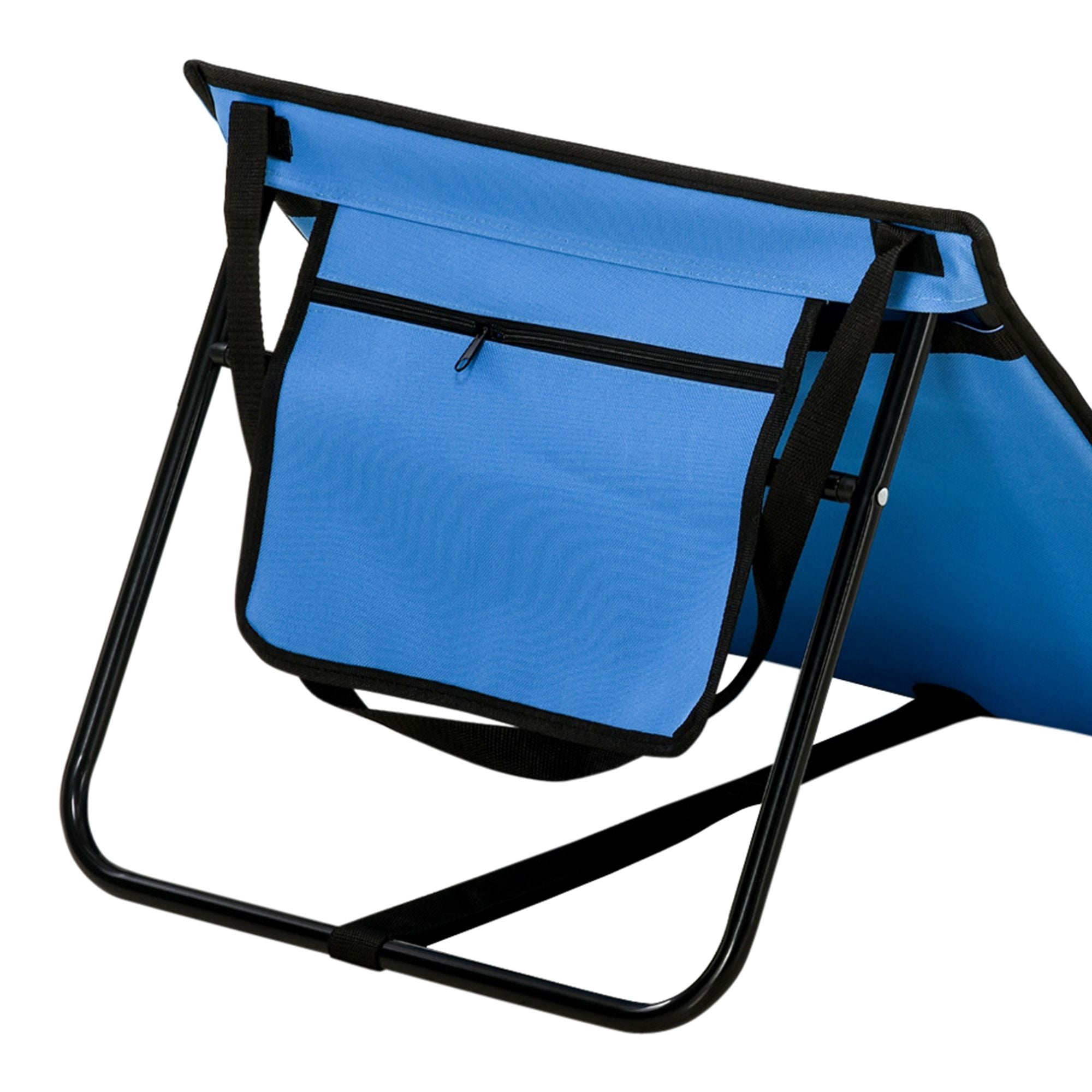 Hopfällbar strandloungeset, stålram, blå, 2-pack