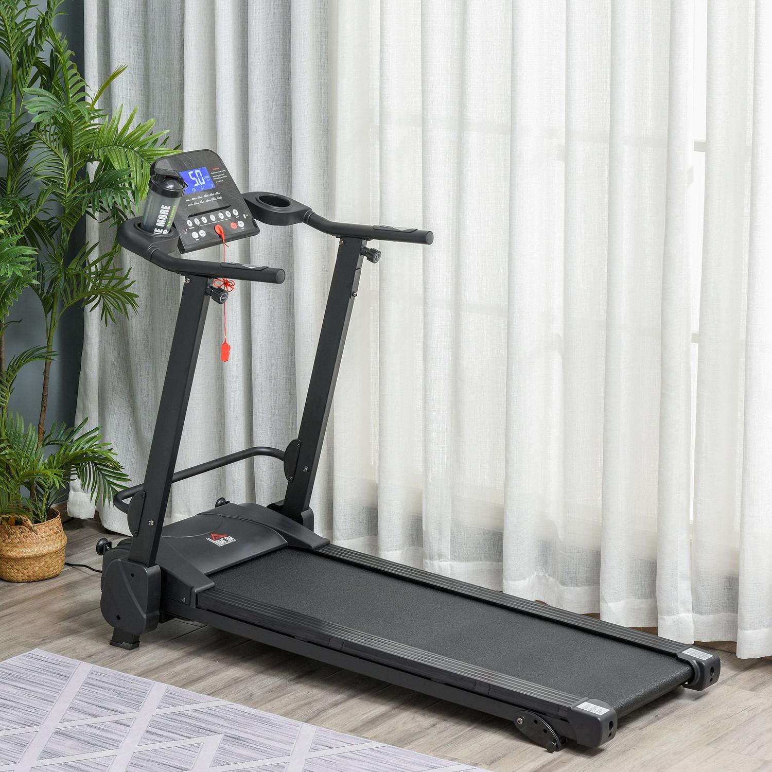 Hopfällbart elektriskt löpband med LCD & MP3, 1-14 Km/H