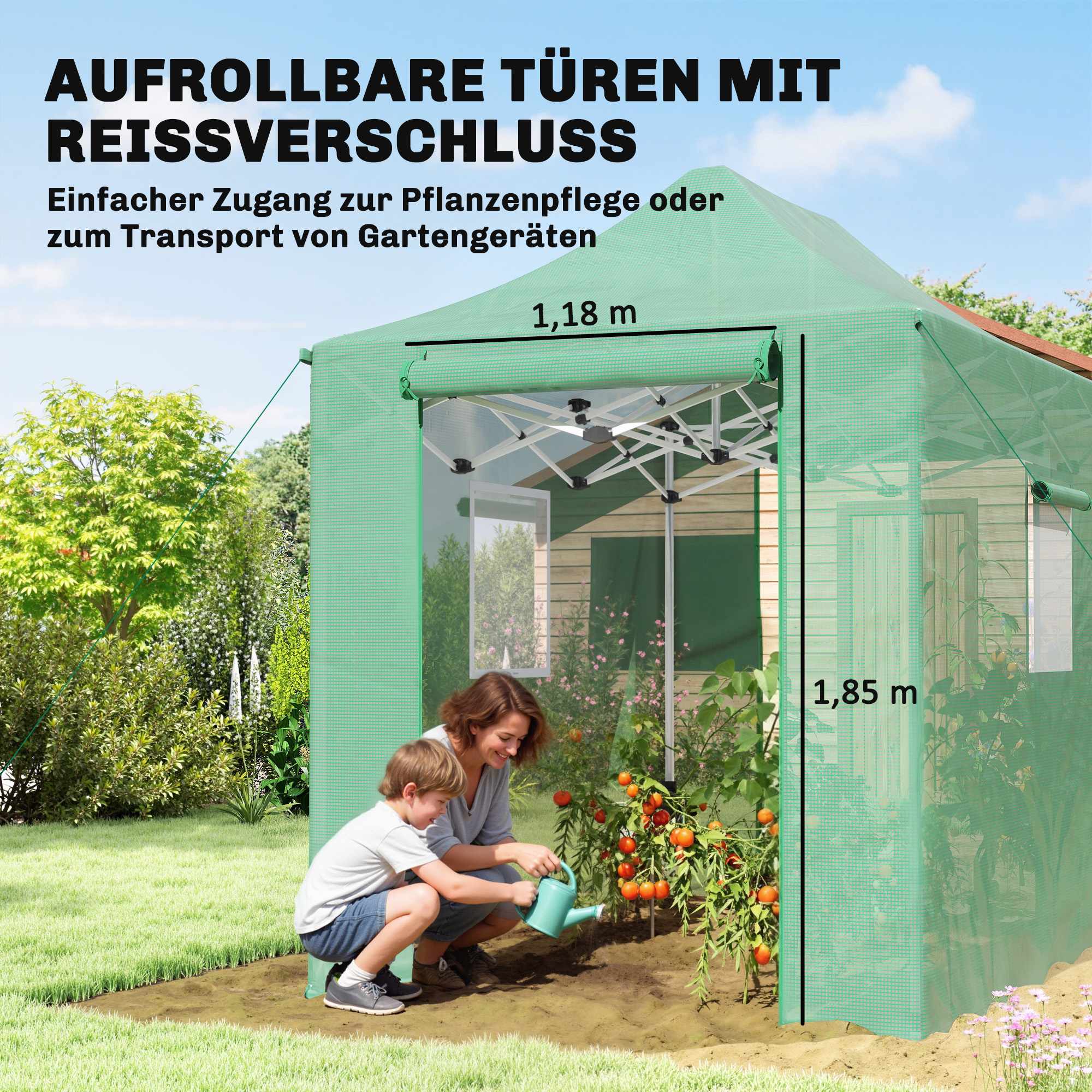 Hopfällbart popup-växthus, 295x200x270 cm, UV-skyddat