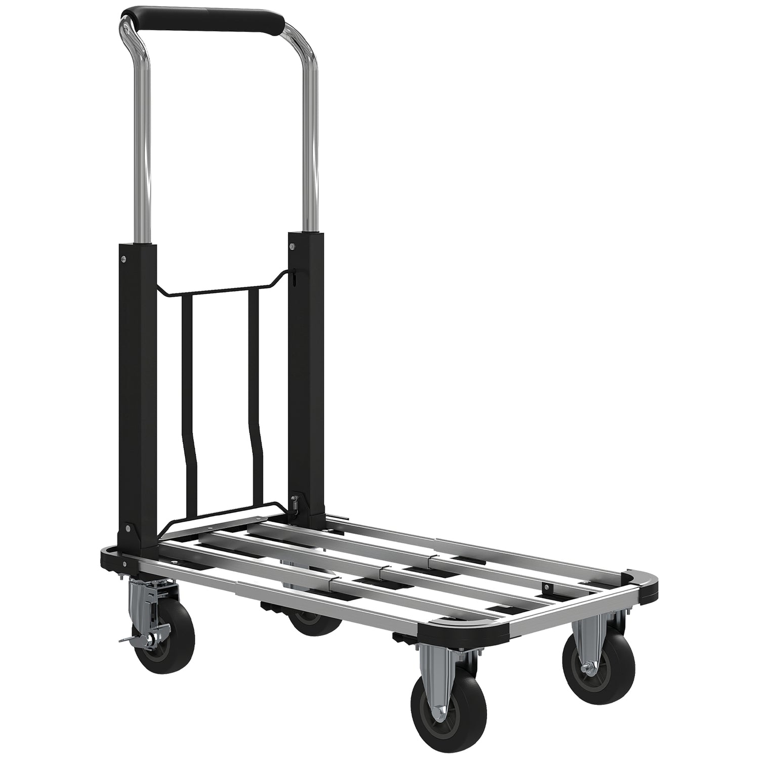 Hopfällbar vagn, 150 kg kapacitet, justerbart handtag, svart