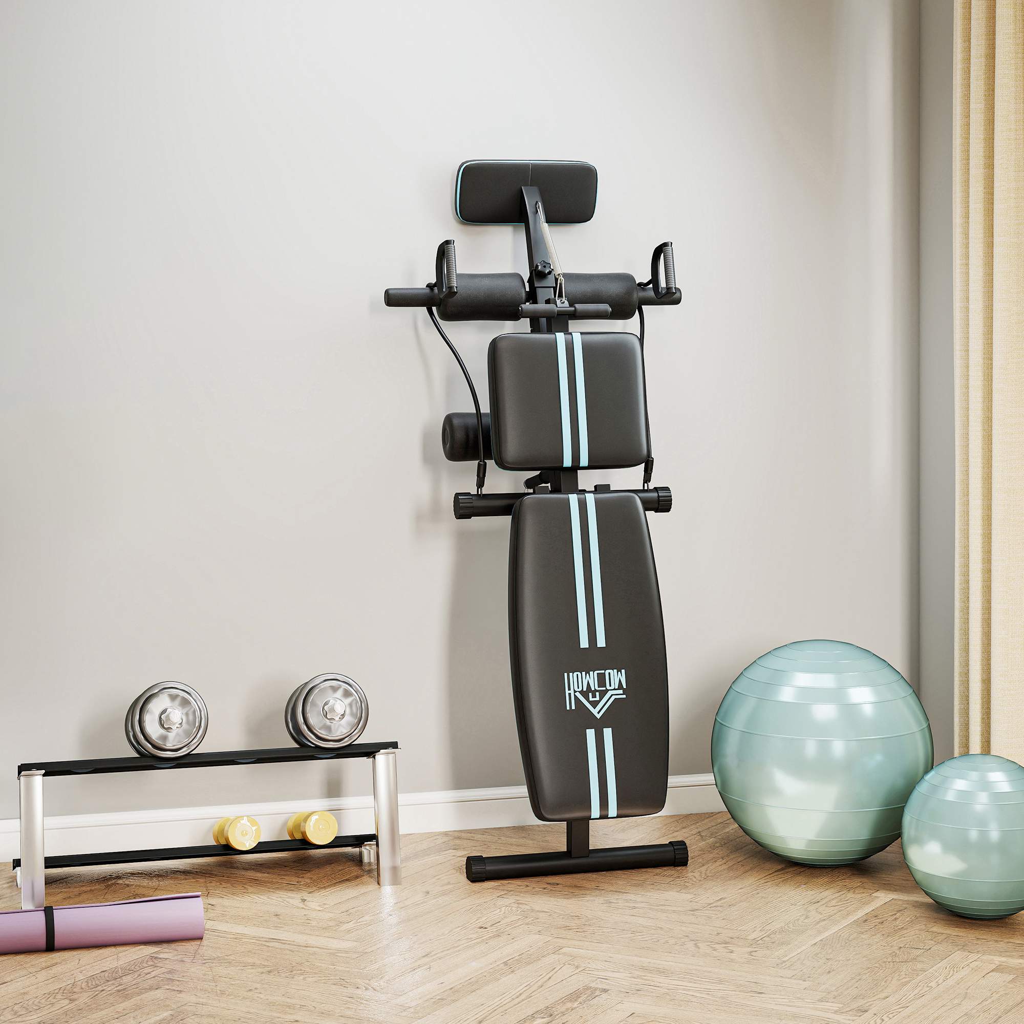 Hopfällbar viktbänk, justerbar i 7 lägen, 120 kg kapacitet