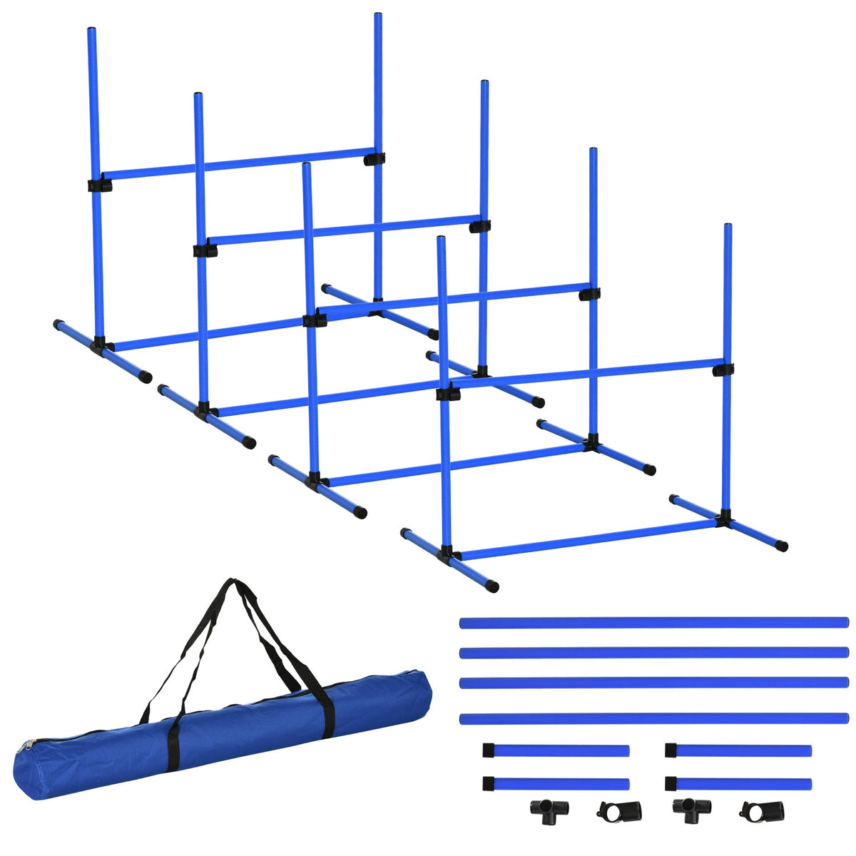 Set d'entraînement agility pour chien – 4 haies en plastique bleues