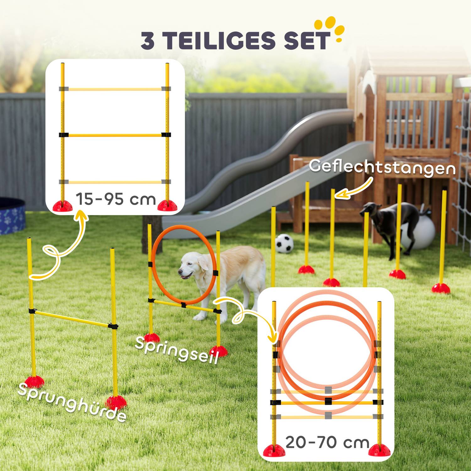 Hund Agility Training Set, 4-delad justerbar utrustning