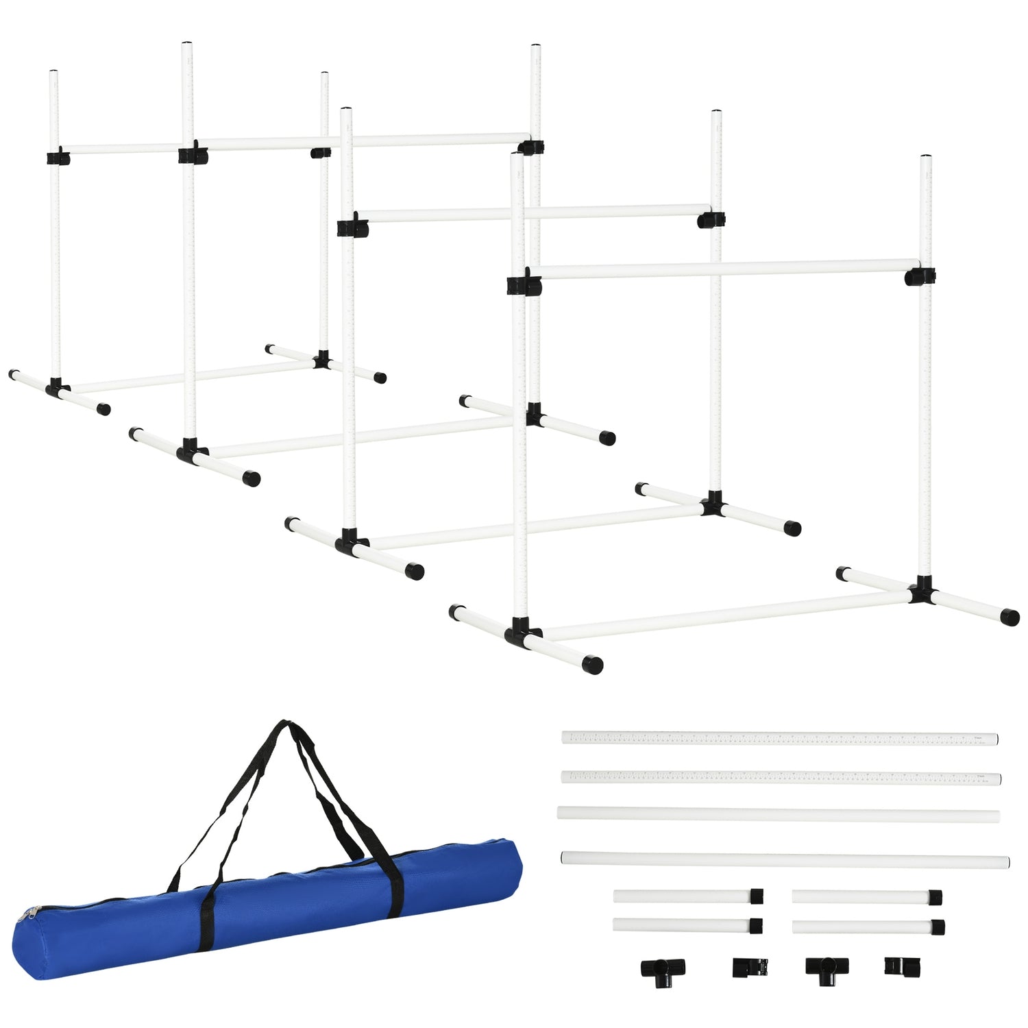 Hund Agility Training Set – 4 slalomhäck, vit