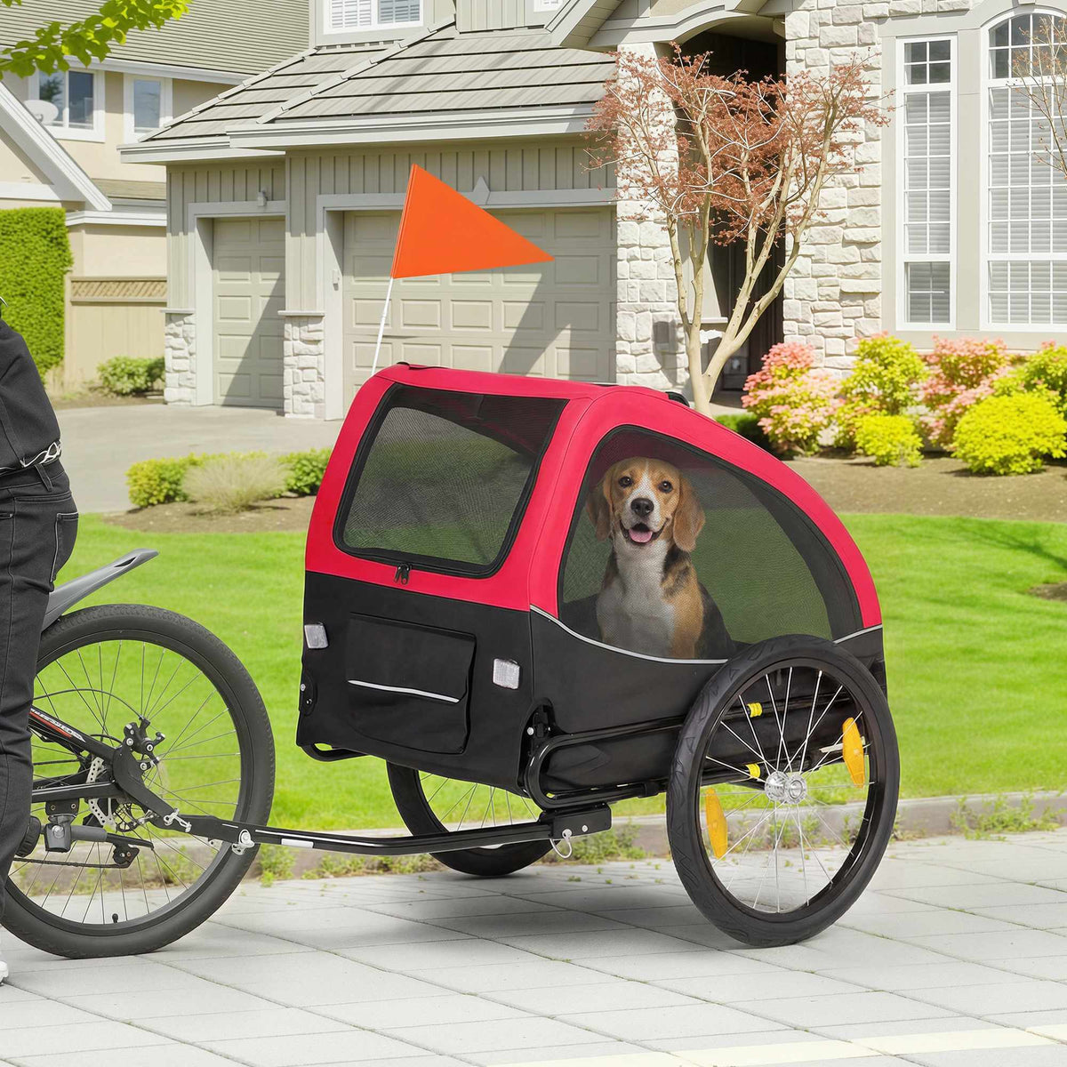 Hundcykelkärra med 20" hjul, röd/svart, 20 kg kapacitet