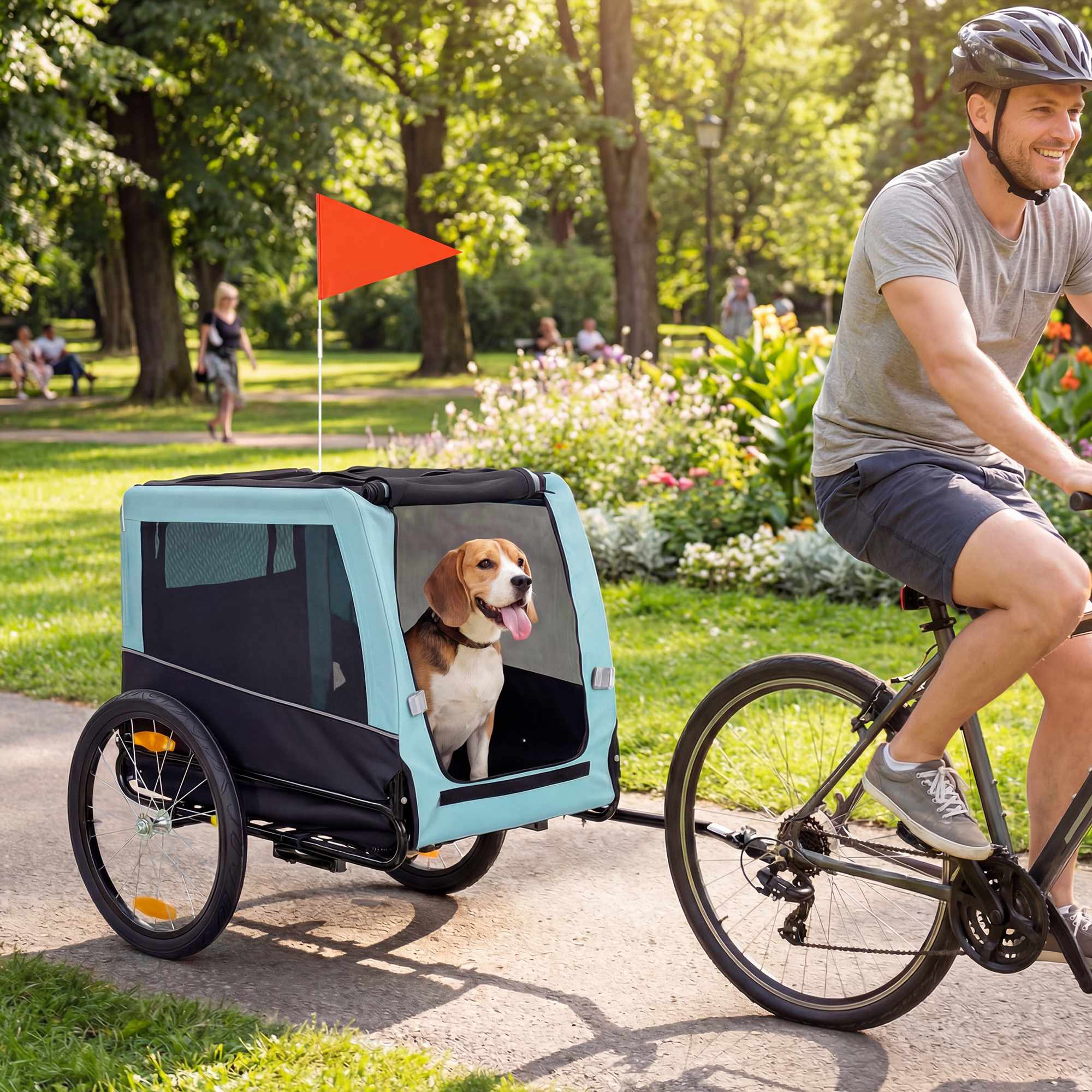 Hundcykelkärra, metallram, 20 kg kapacitet, blå
