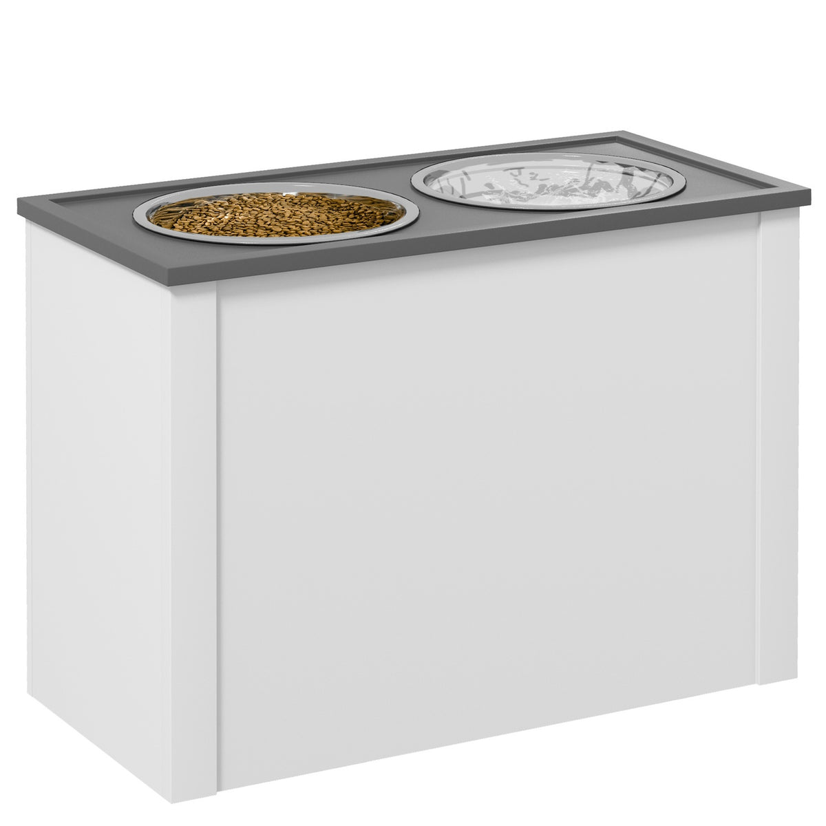 Station d'alimentation pour chien avec rangement & gamelles 2L - blanc