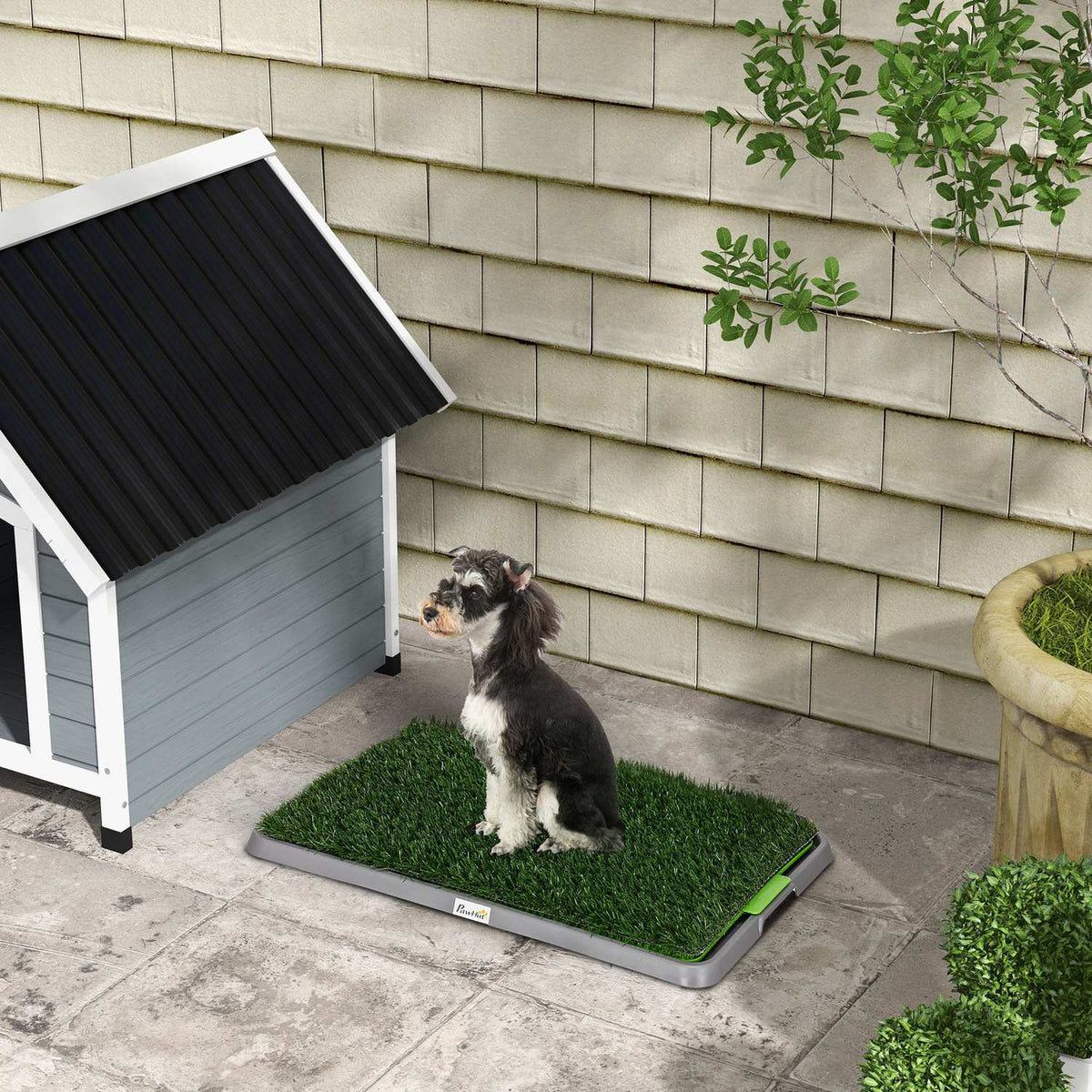 Bac d'apprentissage propreté pour chien avec 2 gazons, 67 x 41 cm