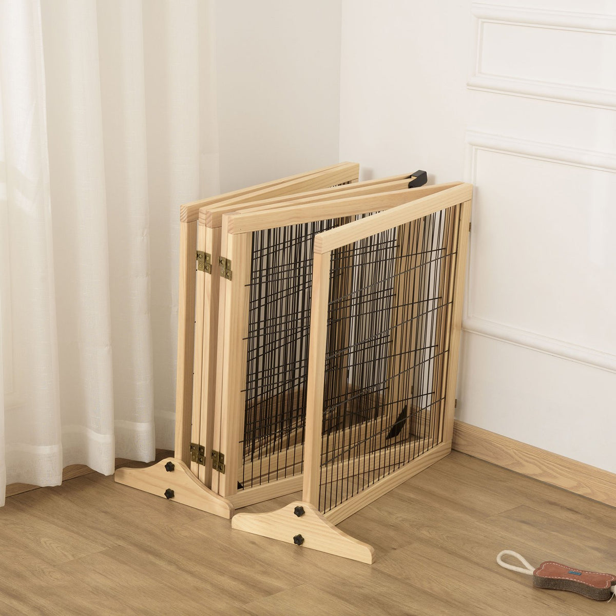 Barrière pour chien avec repose-pieds, pin rabattable, 432x36x70 cm