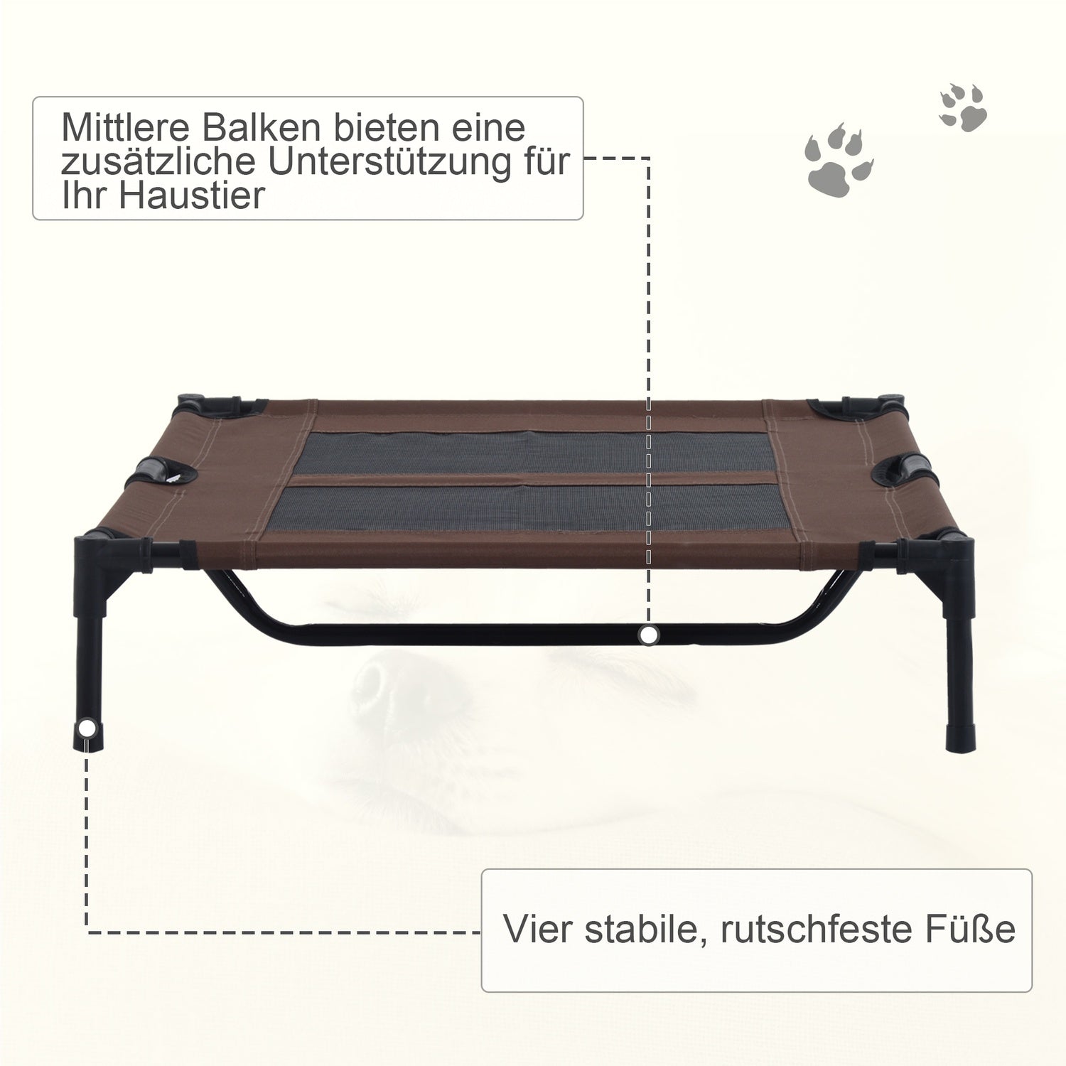 Hundsäng & bäddsoffa utomhus, kaffebrun, 92x76x18cm