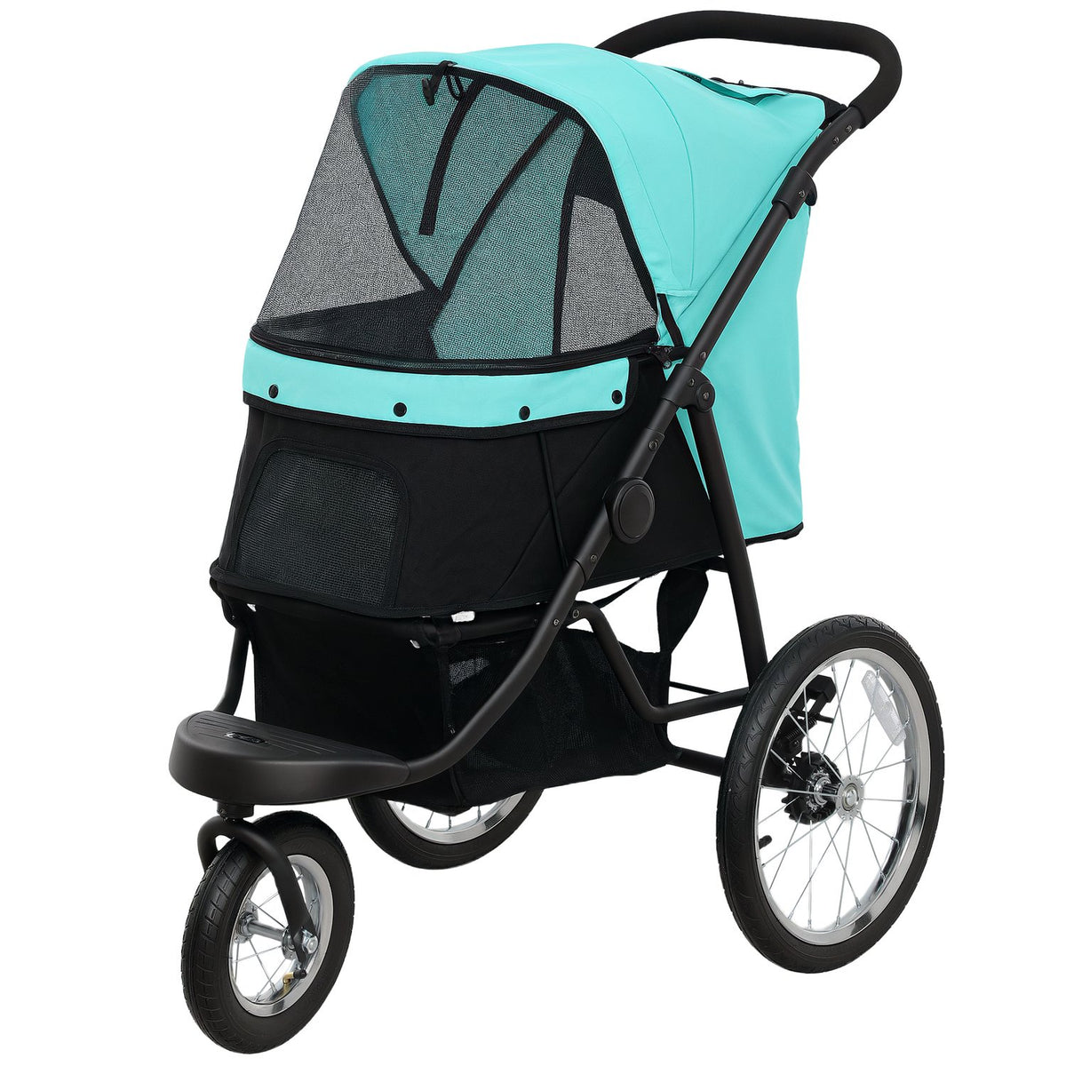 Poussette pour chien Jogger, pliante, pour animaux jusqu'à 10 kg, turquoise
