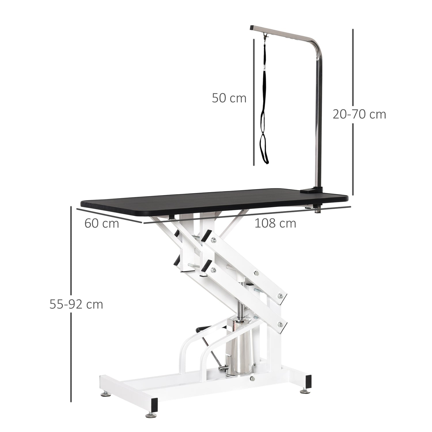 Hydrauliskt hundvårdsbord med klipparm