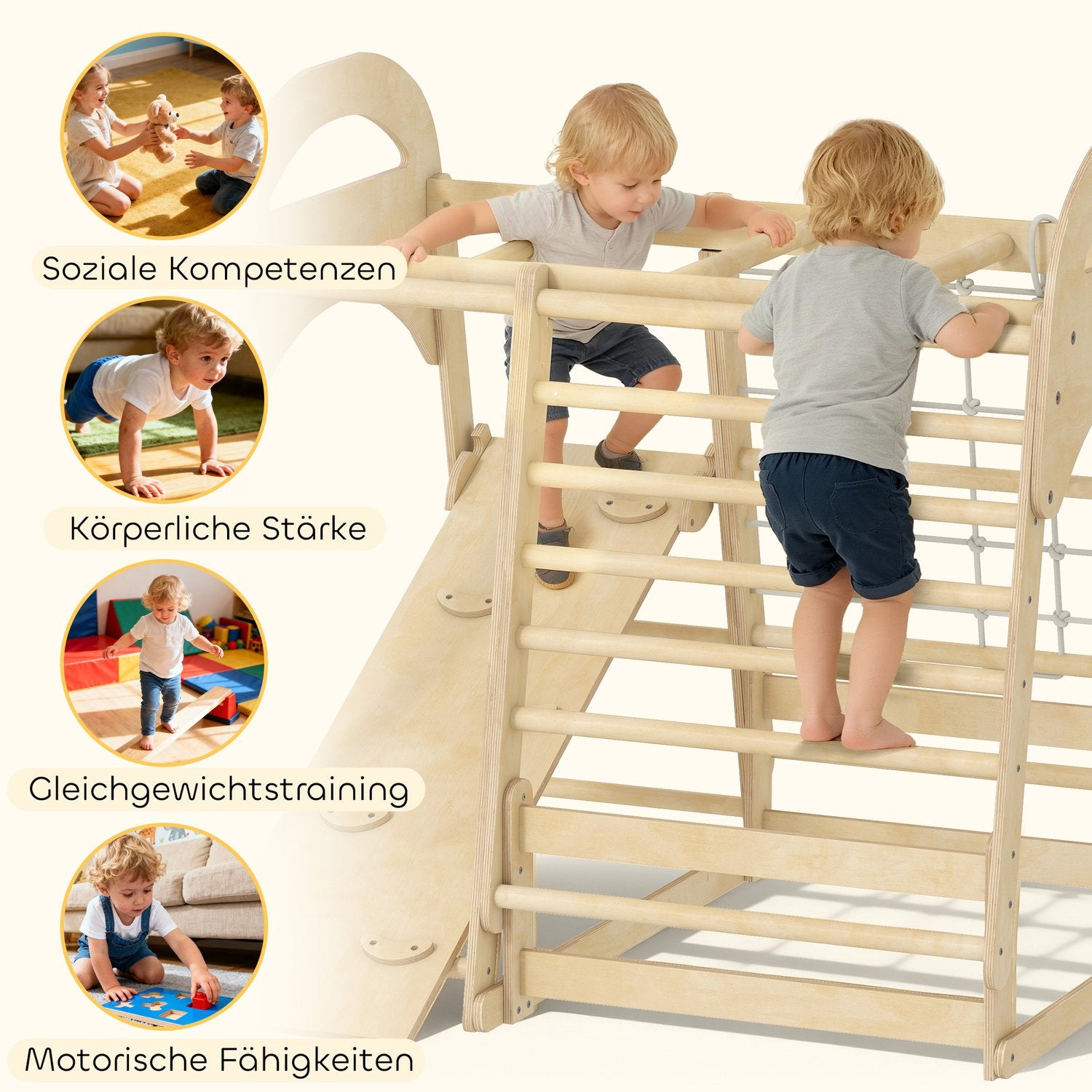 Inomhusklättergym, 6-i-1, Rutschkana och klättervägg, 3-6 år
