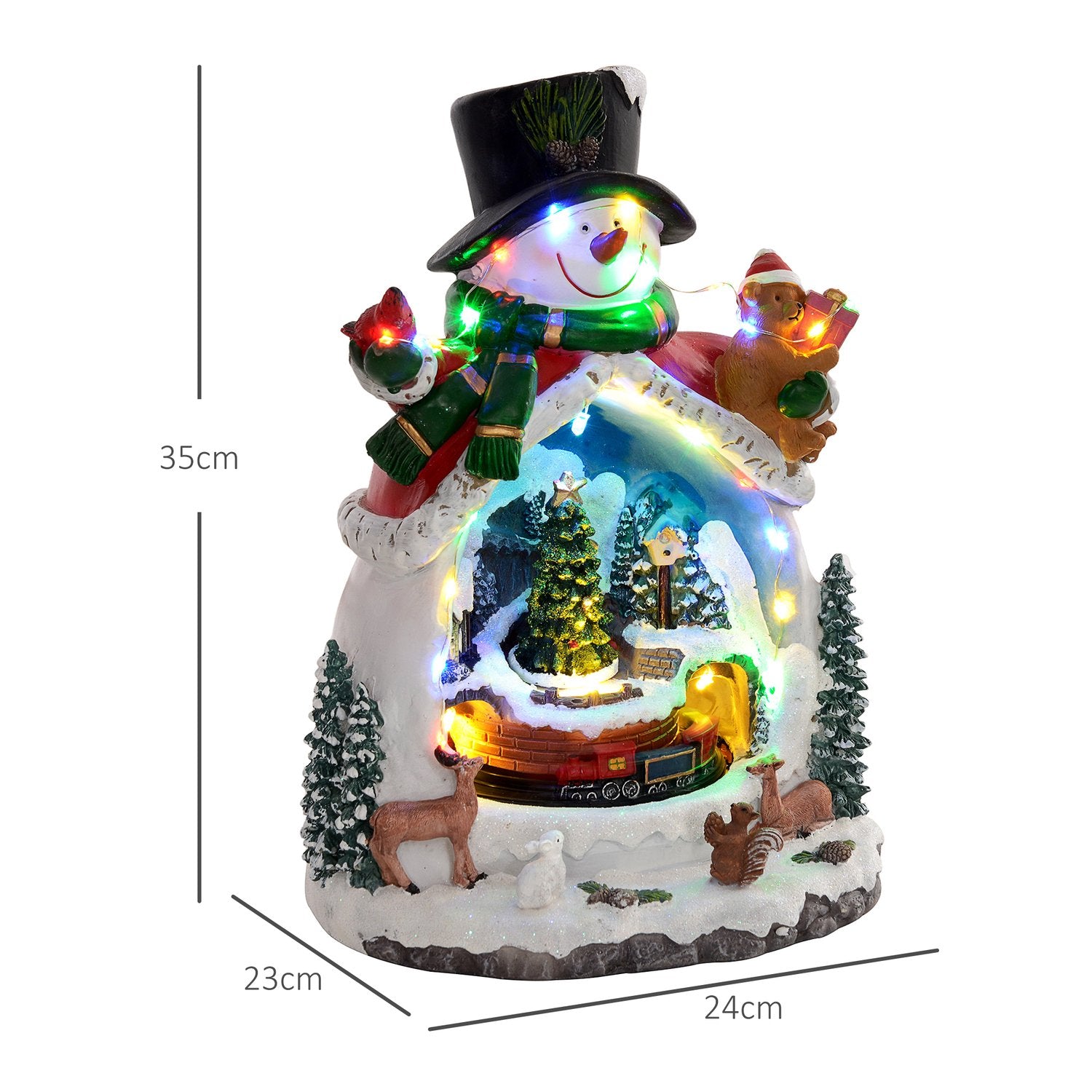 Julby med LED-ljus, musik och tåg