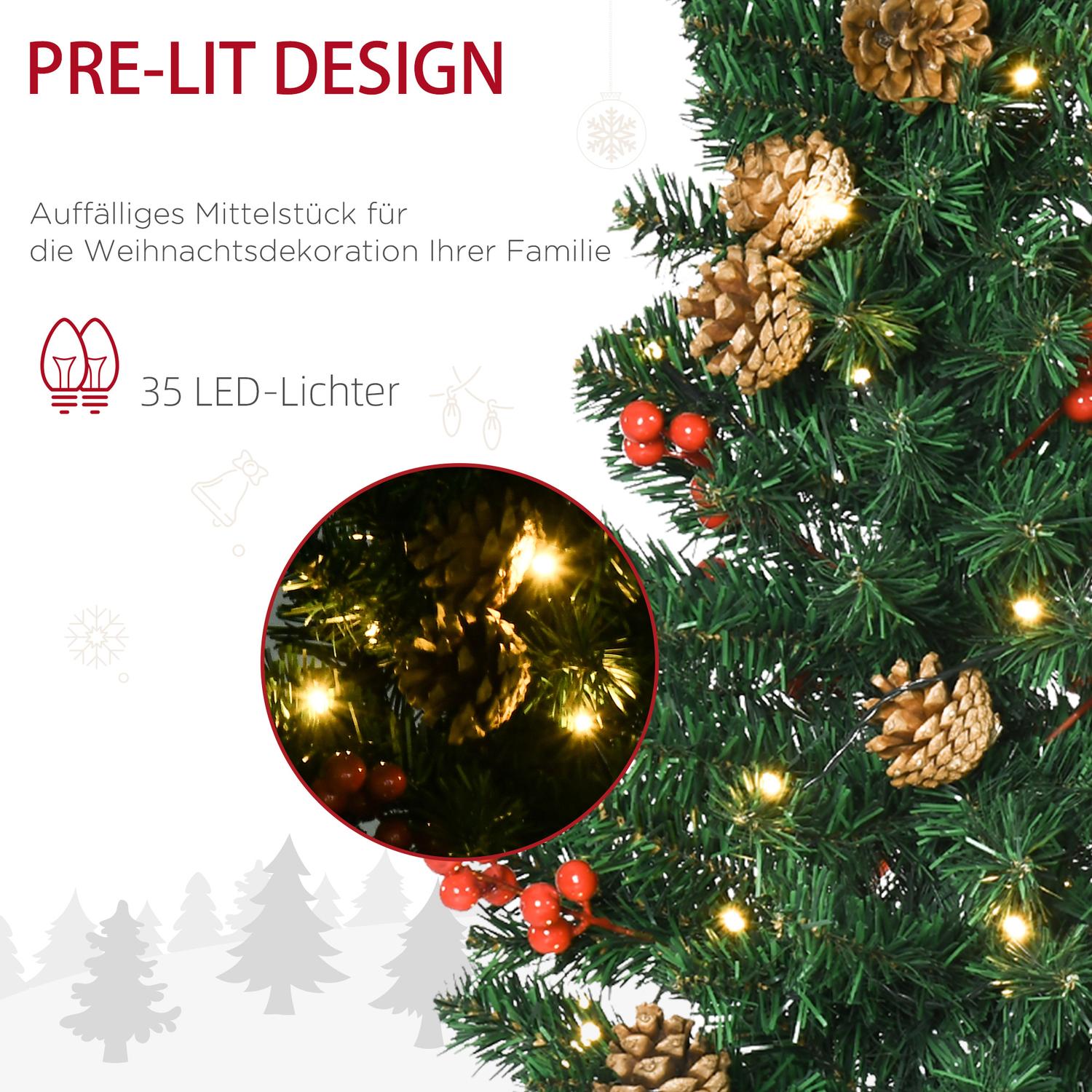 Juldekorationsset med LED – träd, krans, krans