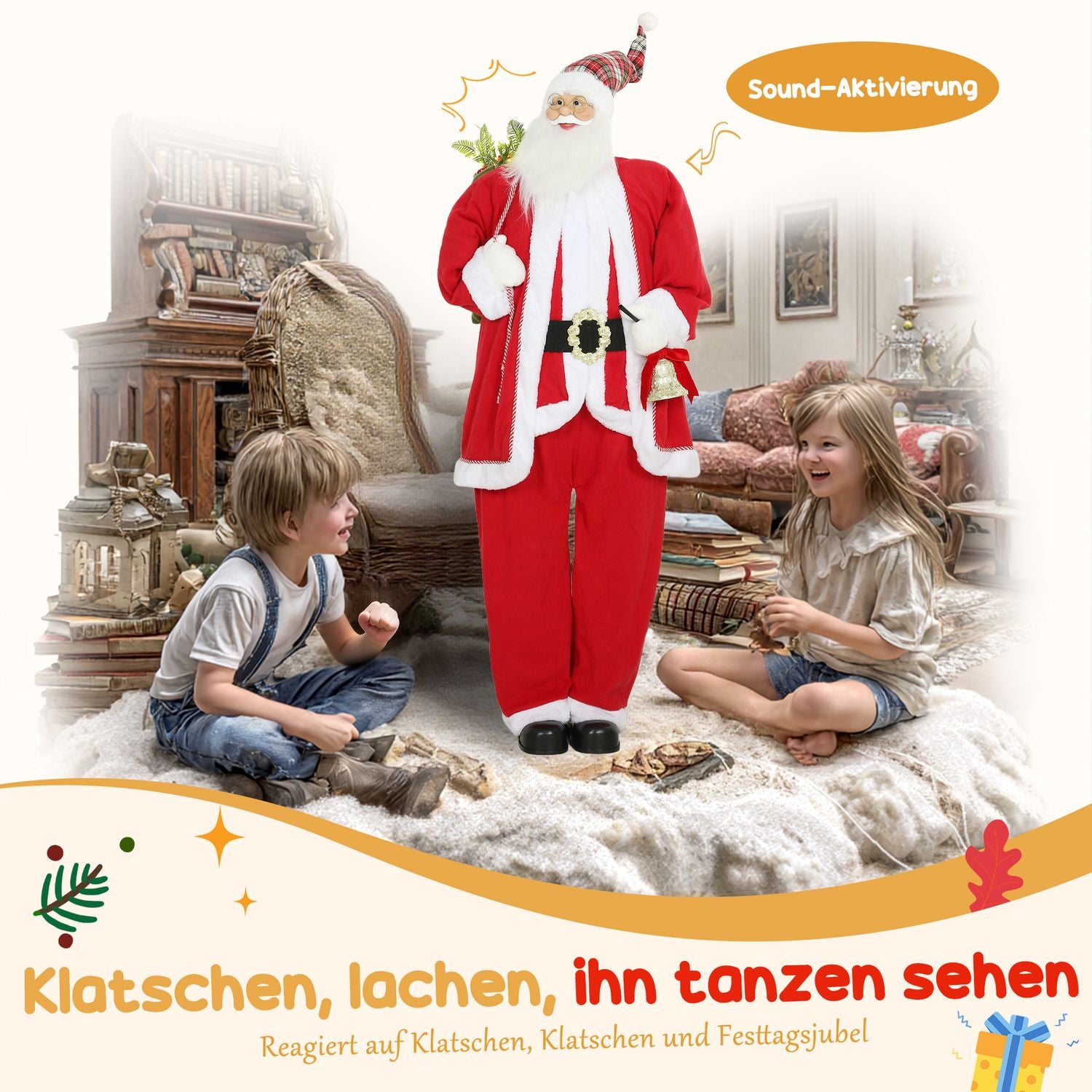Jultomten 1,6 m med present och ringsignal