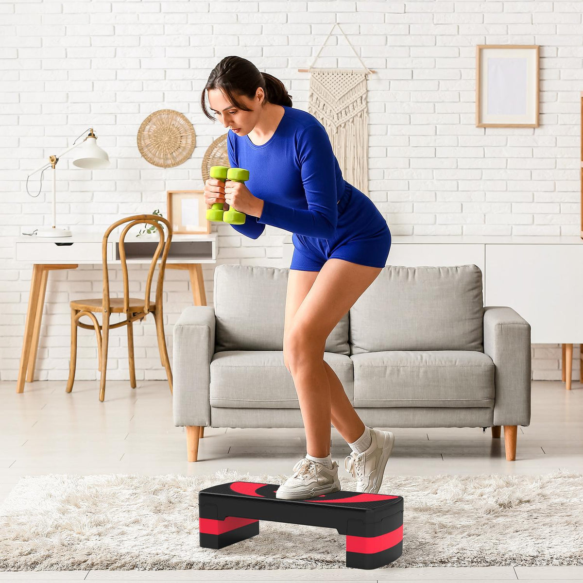Verstellbarer Aerobic-Stepper – 3 Höhen für Fitness, rot