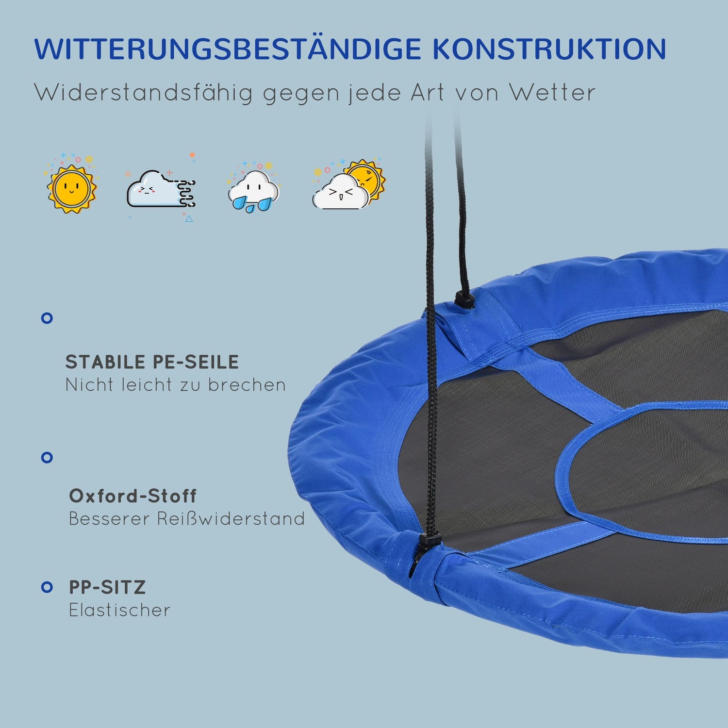 Justerbar Blue Nest Gunga, Ø110 cm, 150 kg, 3-12 år