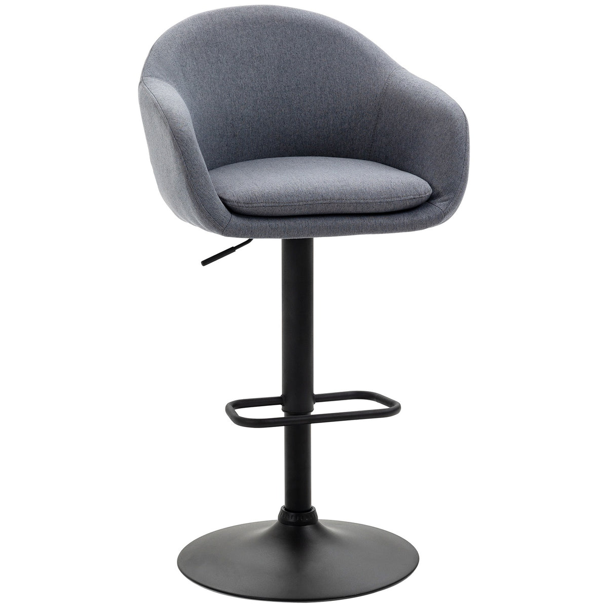 Tabouret de bar réglable, pivotant 360°, aspect lin, gris foncé