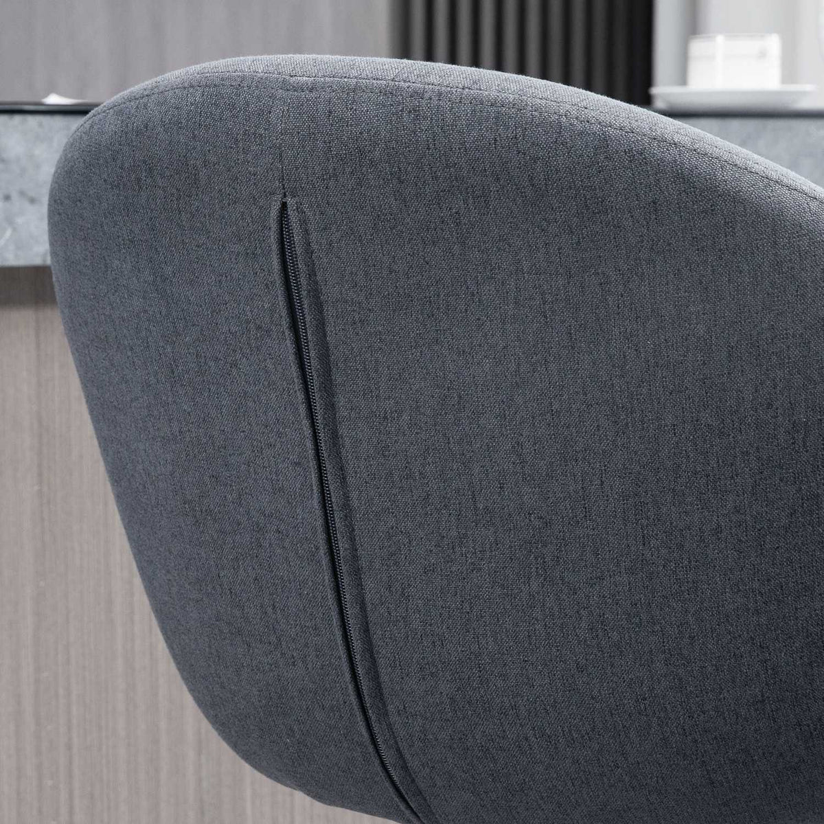 Tabouret de bar réglable, pivotant 360°, aspect lin, gris foncé
