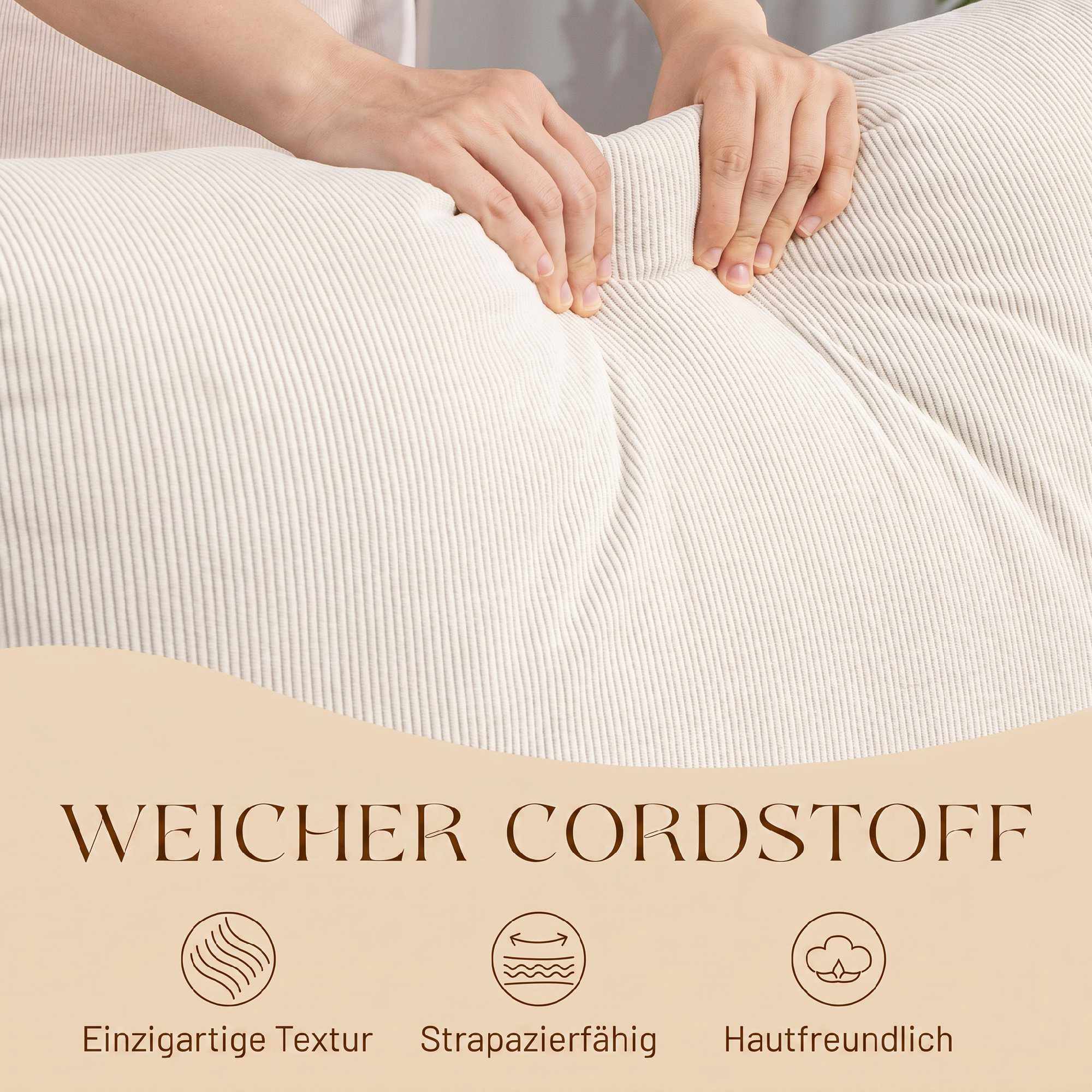 Justerbar gungstol med fotstöd, beige manchester