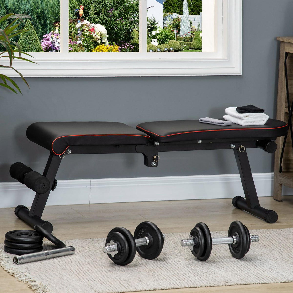 Set manubri e bilanciere regolabile, 20 kg, antiscivolo