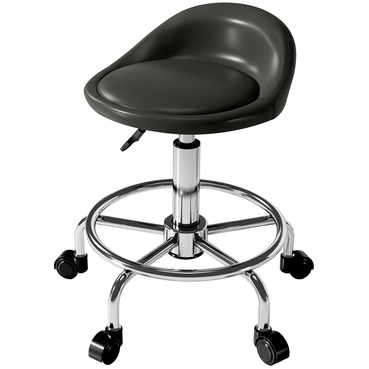 Tabouret pivotant réglable en hauteur avec dossier, noir, 59-75 cm