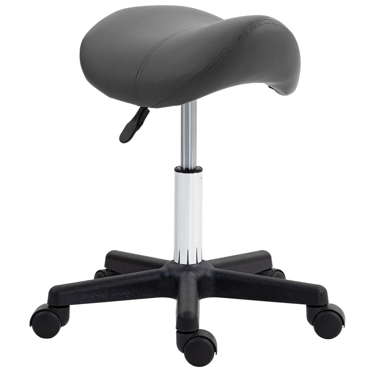 Justerbar sadelpall, svart konstläder, kapacitet 120 kg