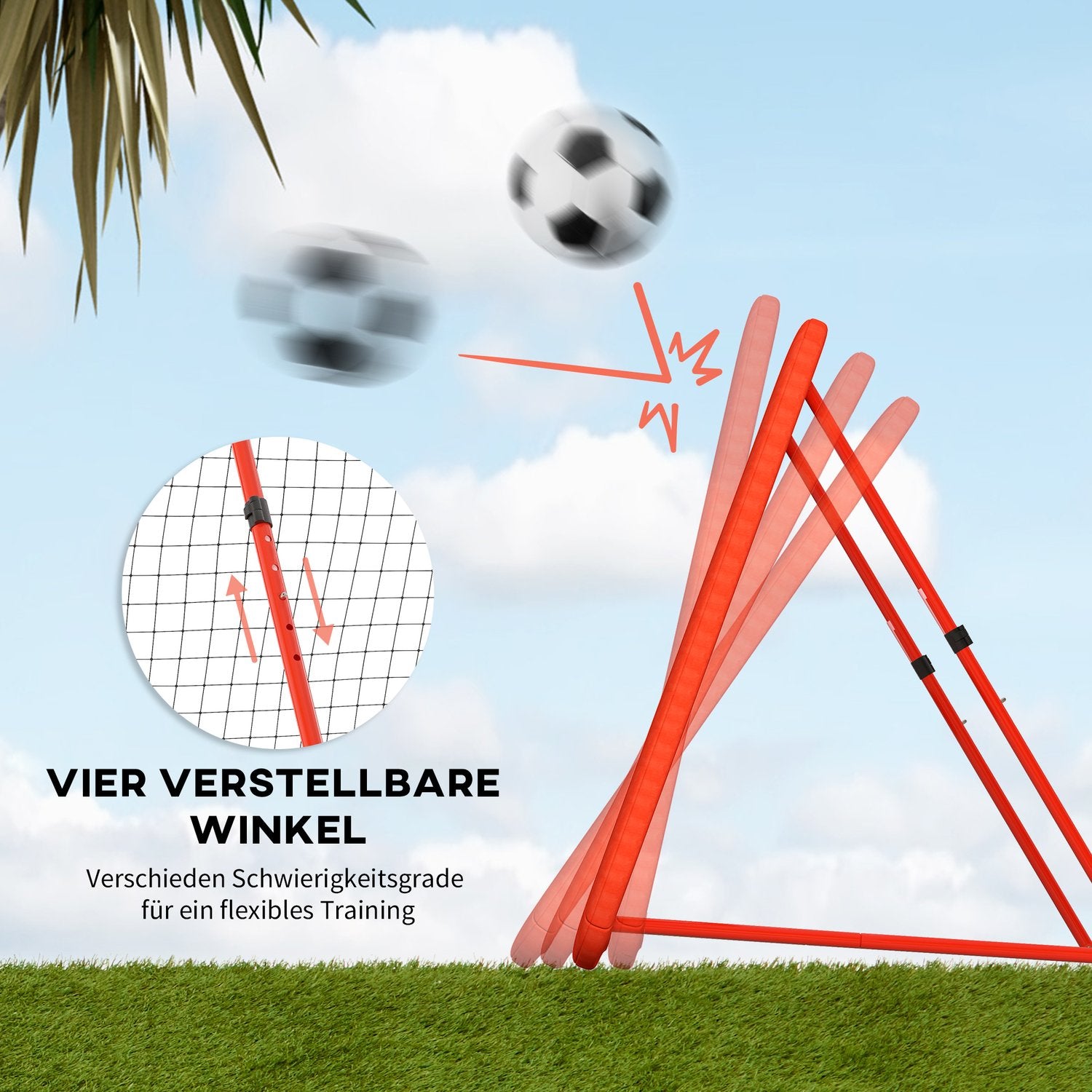 Justerbar sportrebounder – hopfällbar; Skyddskant, röd