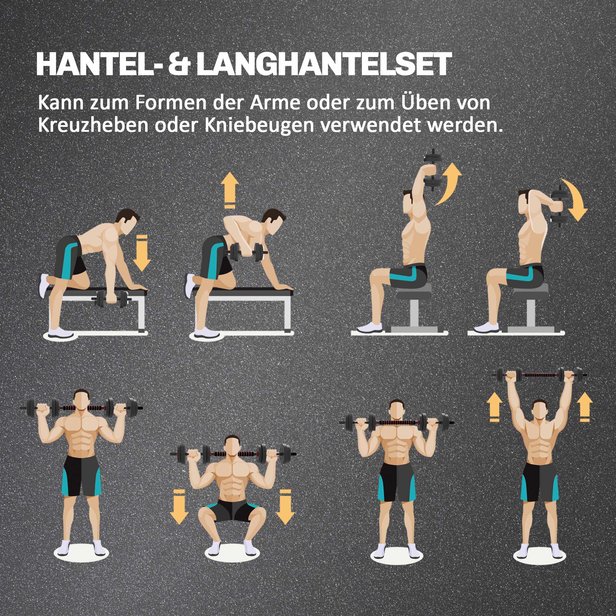 Justerbart 15 kg hantelset, kan omvandlas till skivstång, svart