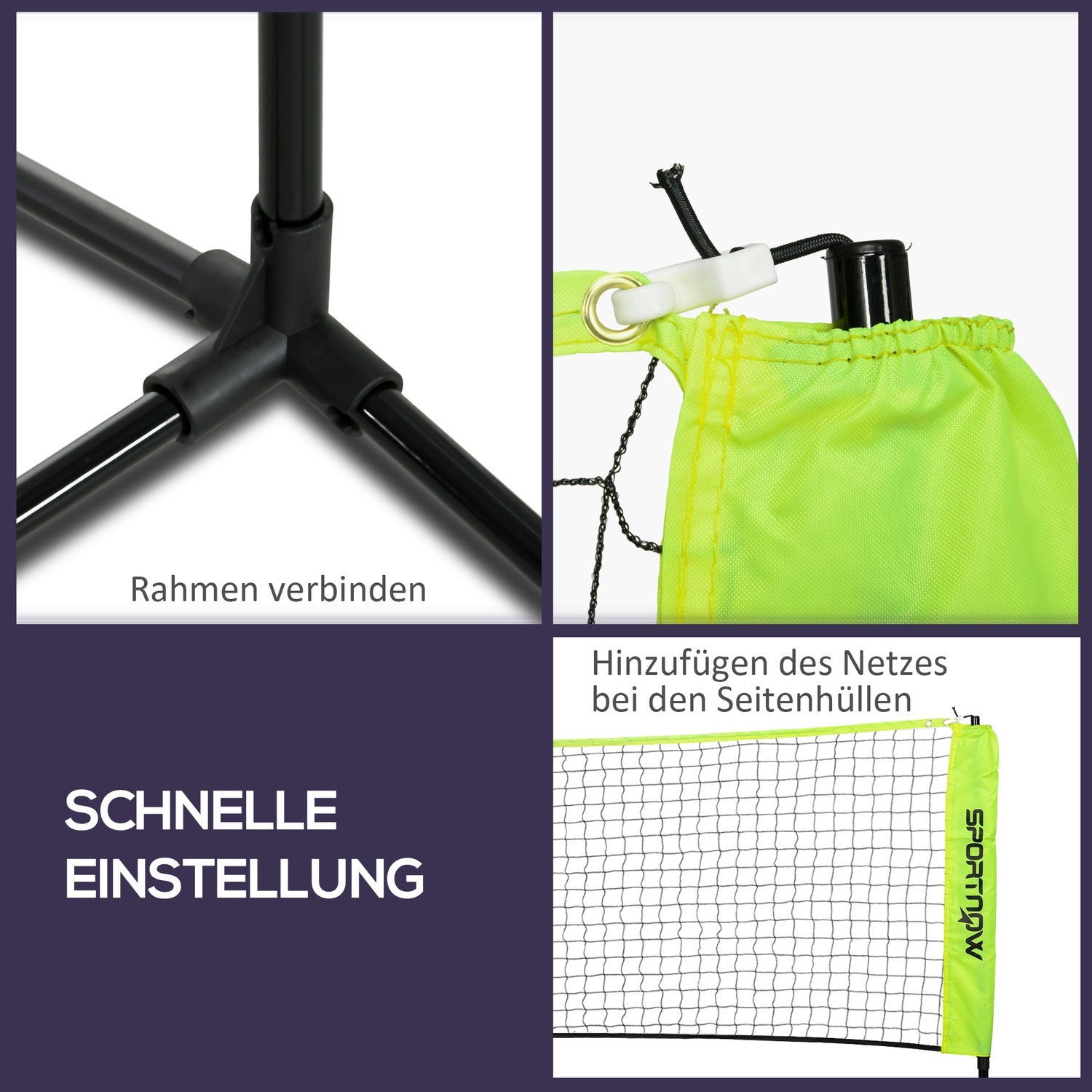 Justerbart badminton- och tennisnätset, inomhus/utomhusbruk