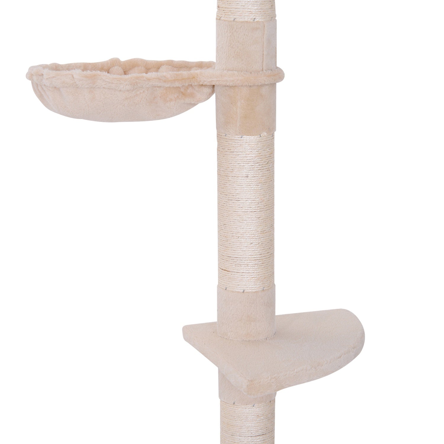 Justerbart beige katttorn med sisal för klättring, 230-260cm