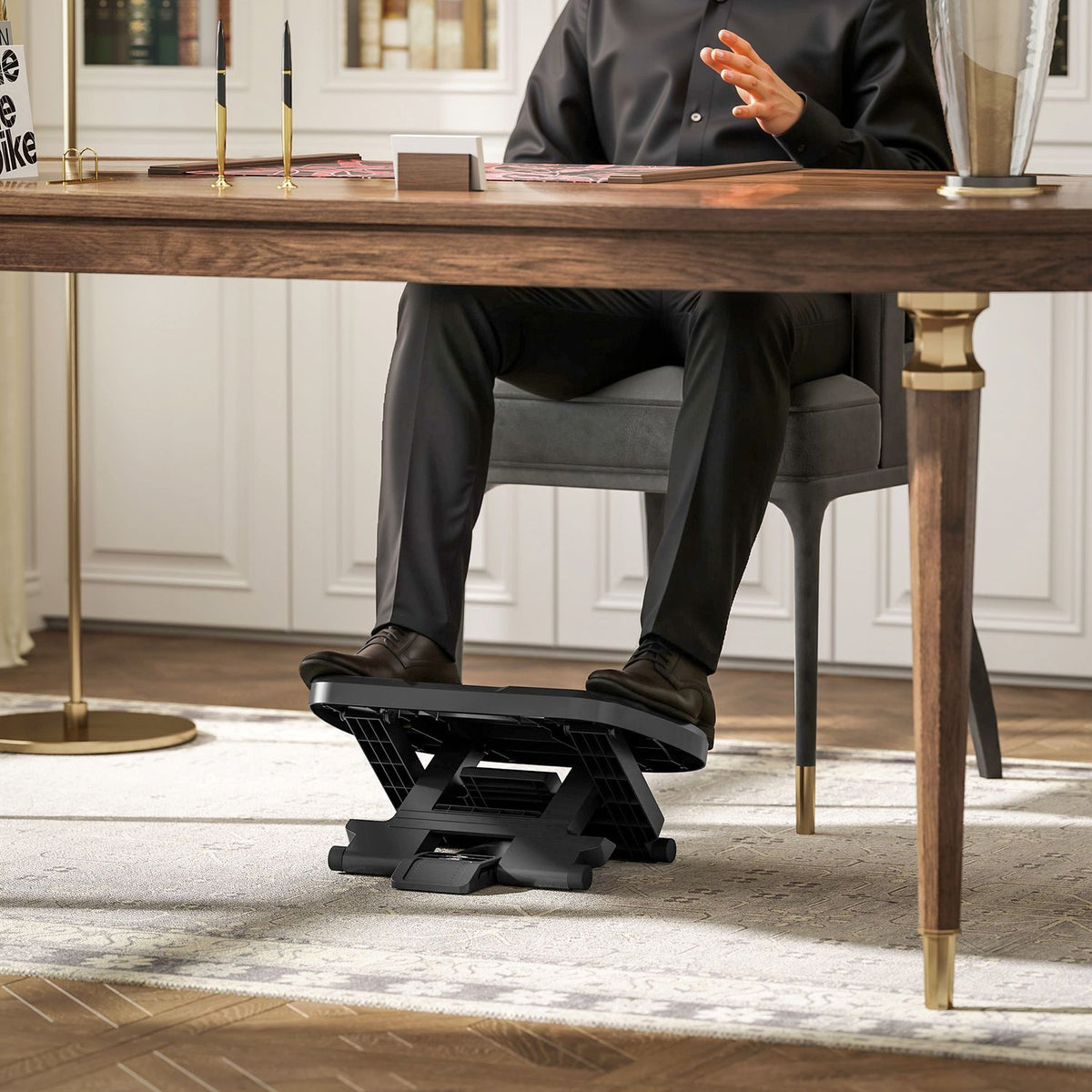 Repose-pieds de bureau ergonomique réglable – 3 niveaux, gris