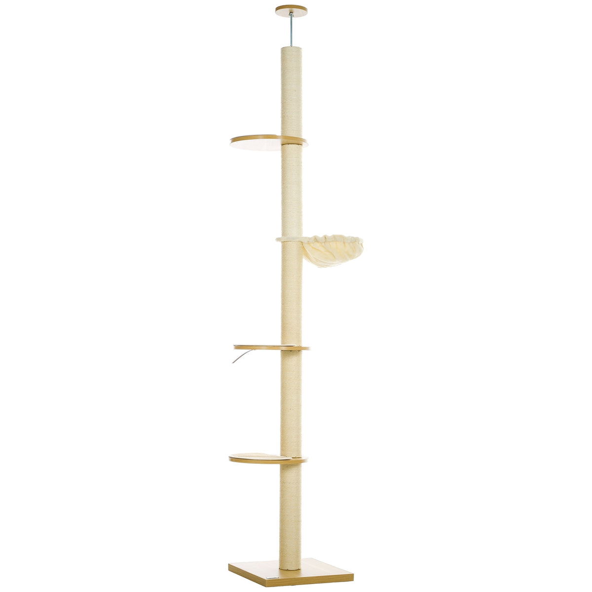 Arbre à chat réglable avec hamac, hauteur sous plafond 230-250cm