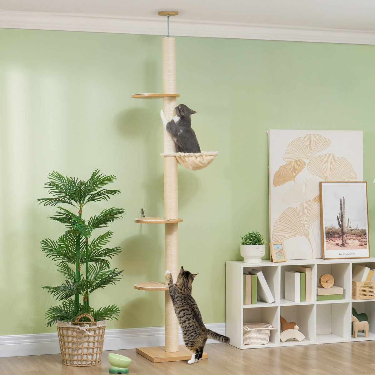 Arbre à chat réglable avec hamac, hauteur sous plafond 230-250cm