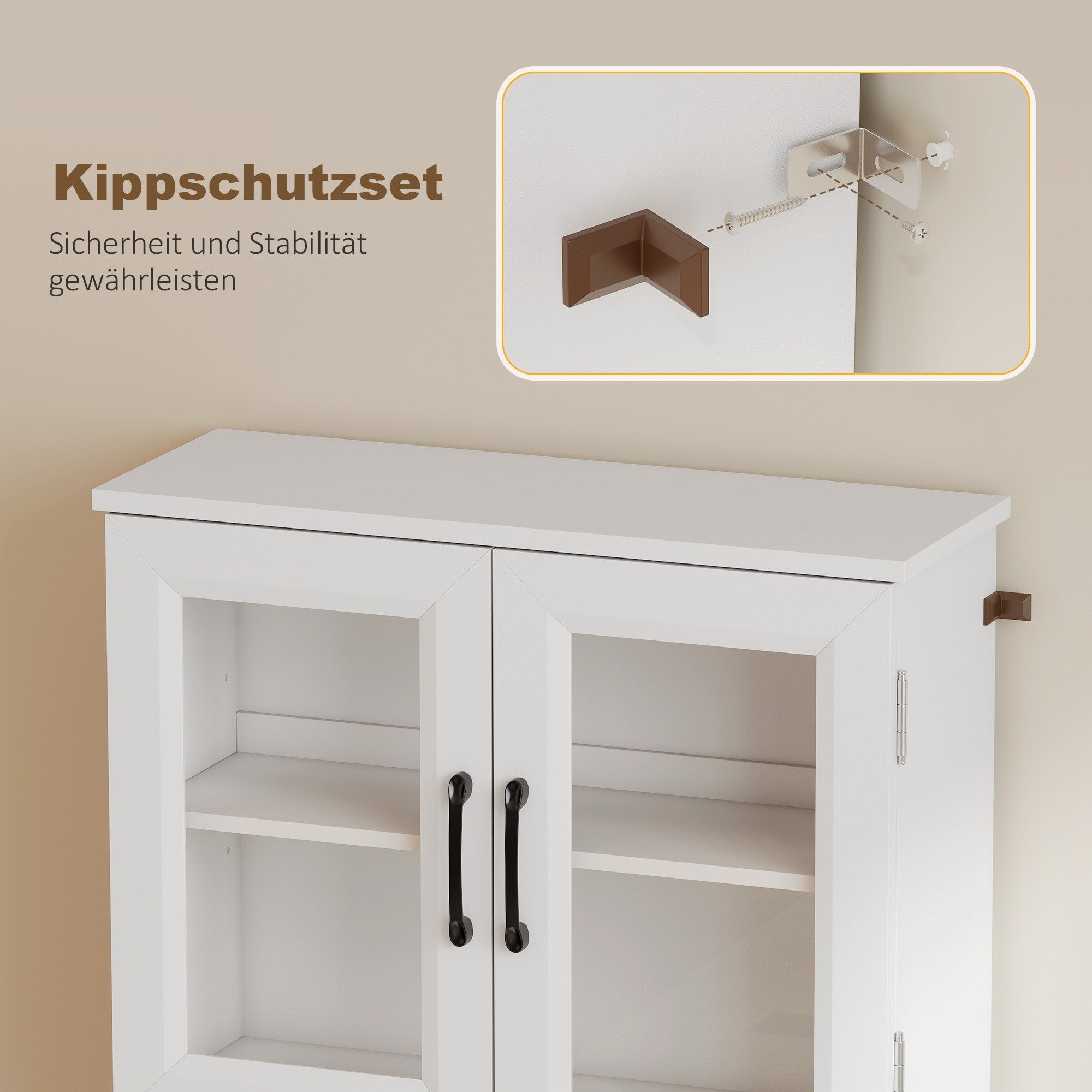 Justerbart köksskåp, MDF, akryldörrar, vit