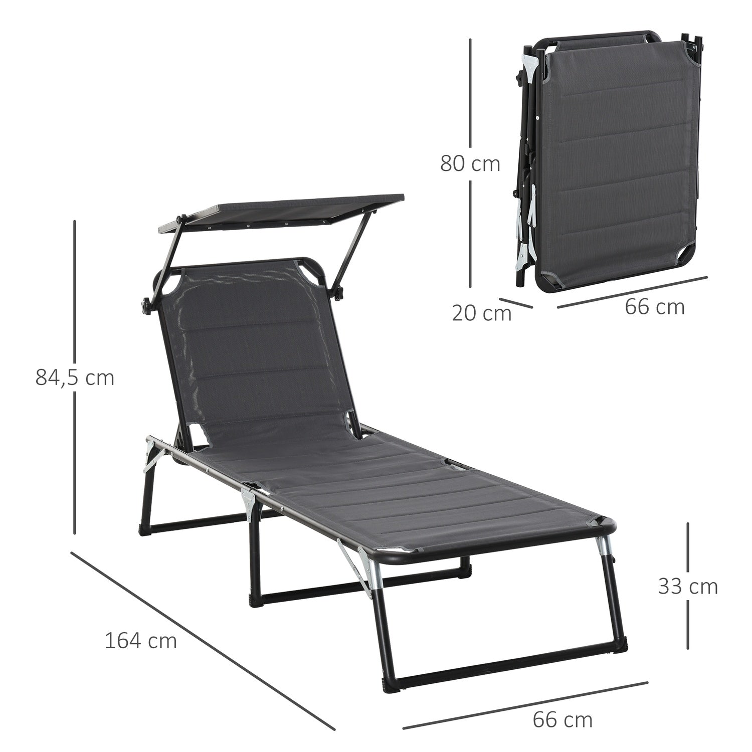 Justerbar trädgårdsstol i aluminium, ergonomisk och hopfällbar