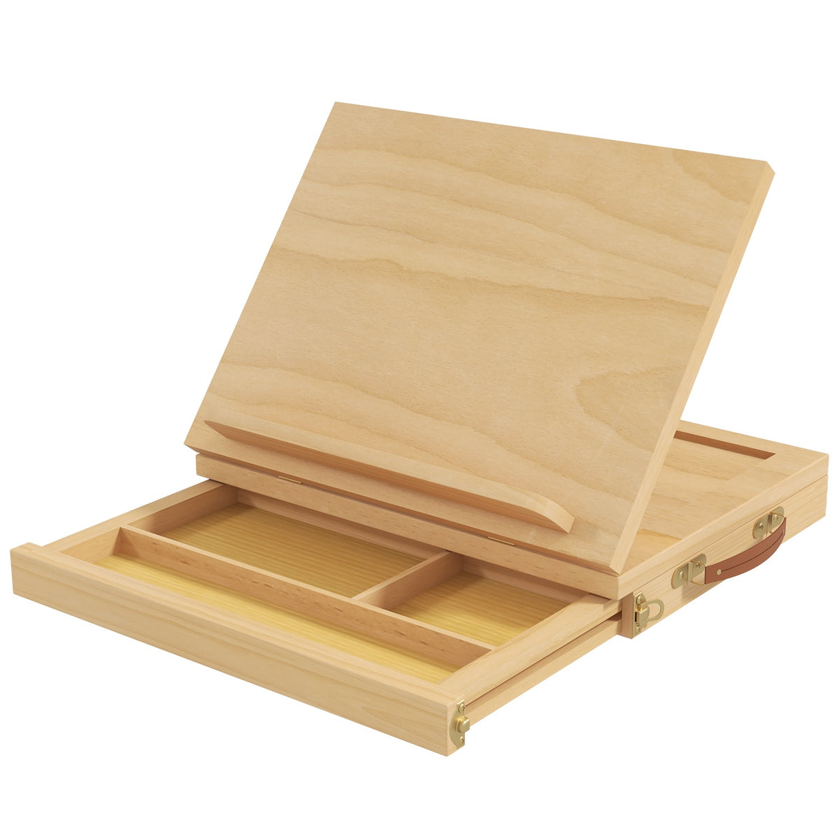 Cavalletto regolabile in faggio con cassetto – supporto da studio pieghevole