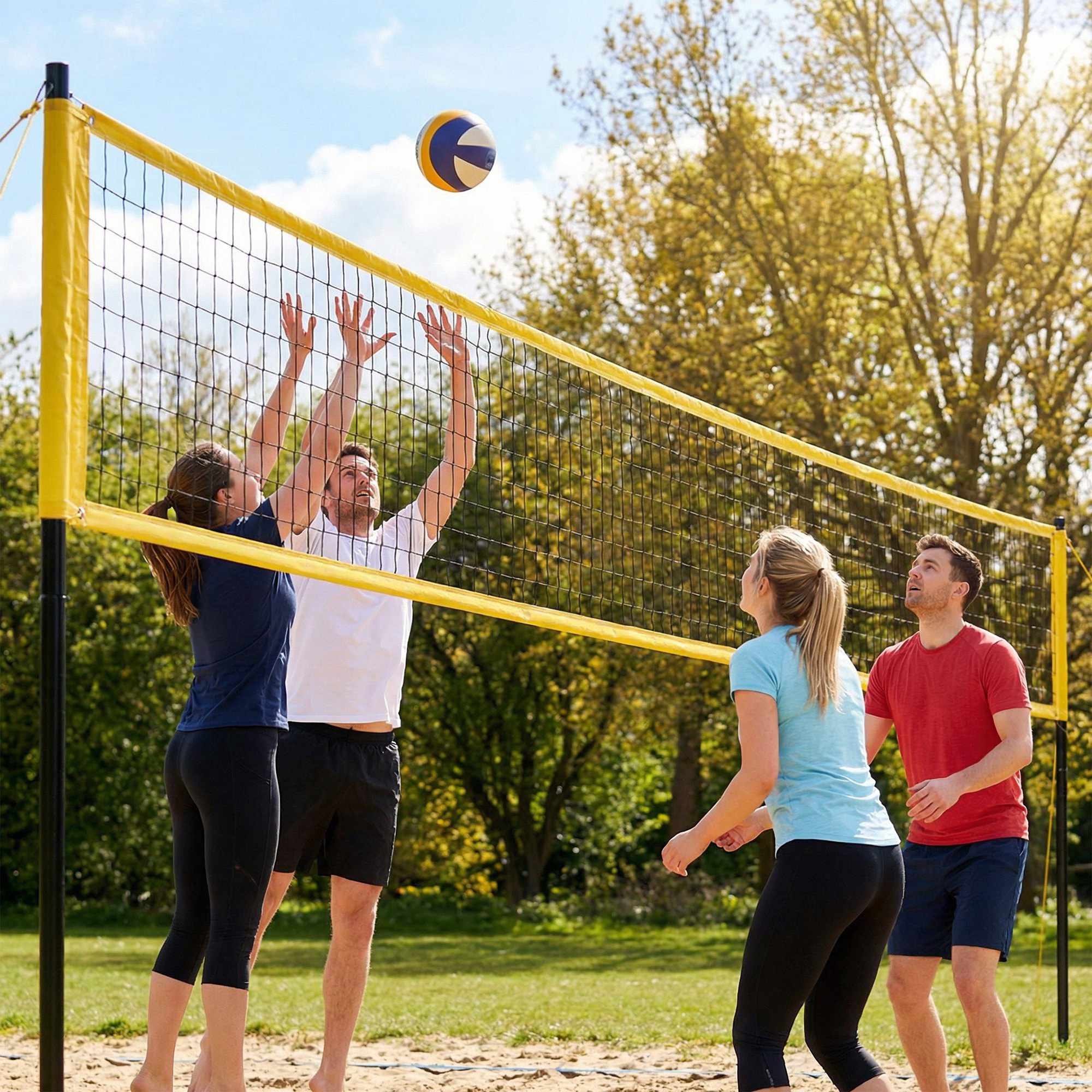 Justerbart utomhusvolleybollnätset med bärväska