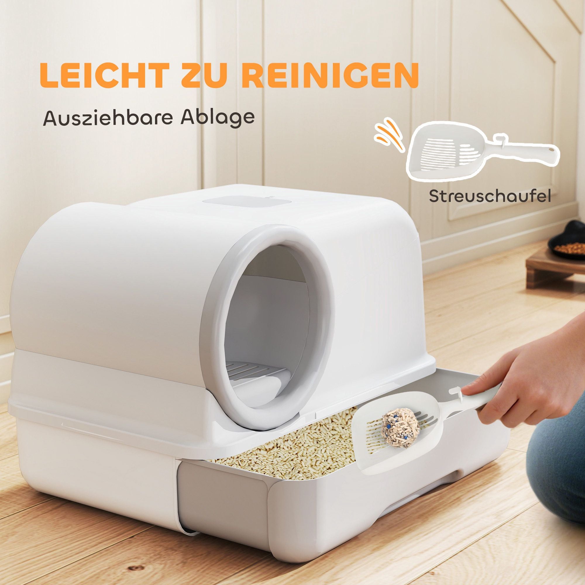 Kattlåda med låda och kolfilter, plast