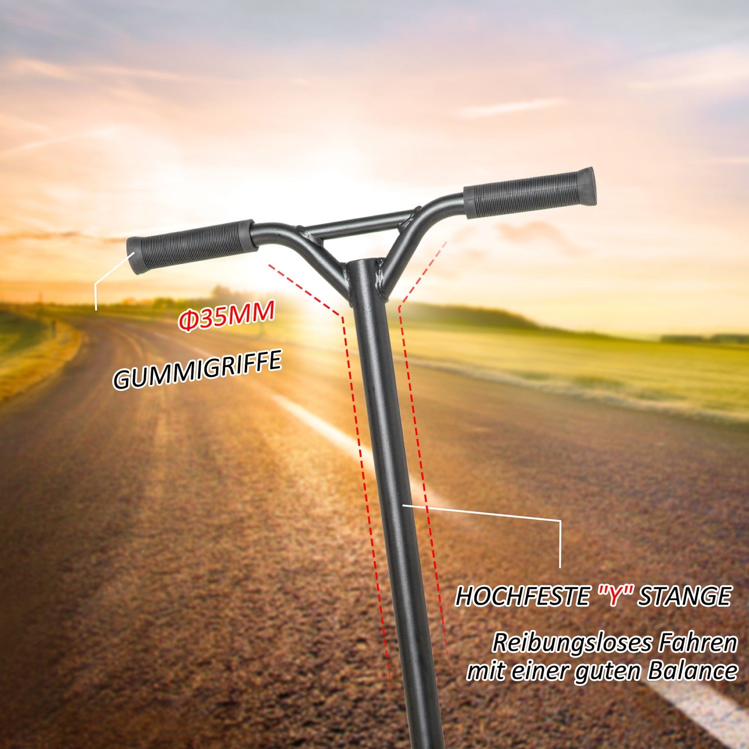 Kick Stunt Scooter, 360° styrning, Gummigrepp, Guld