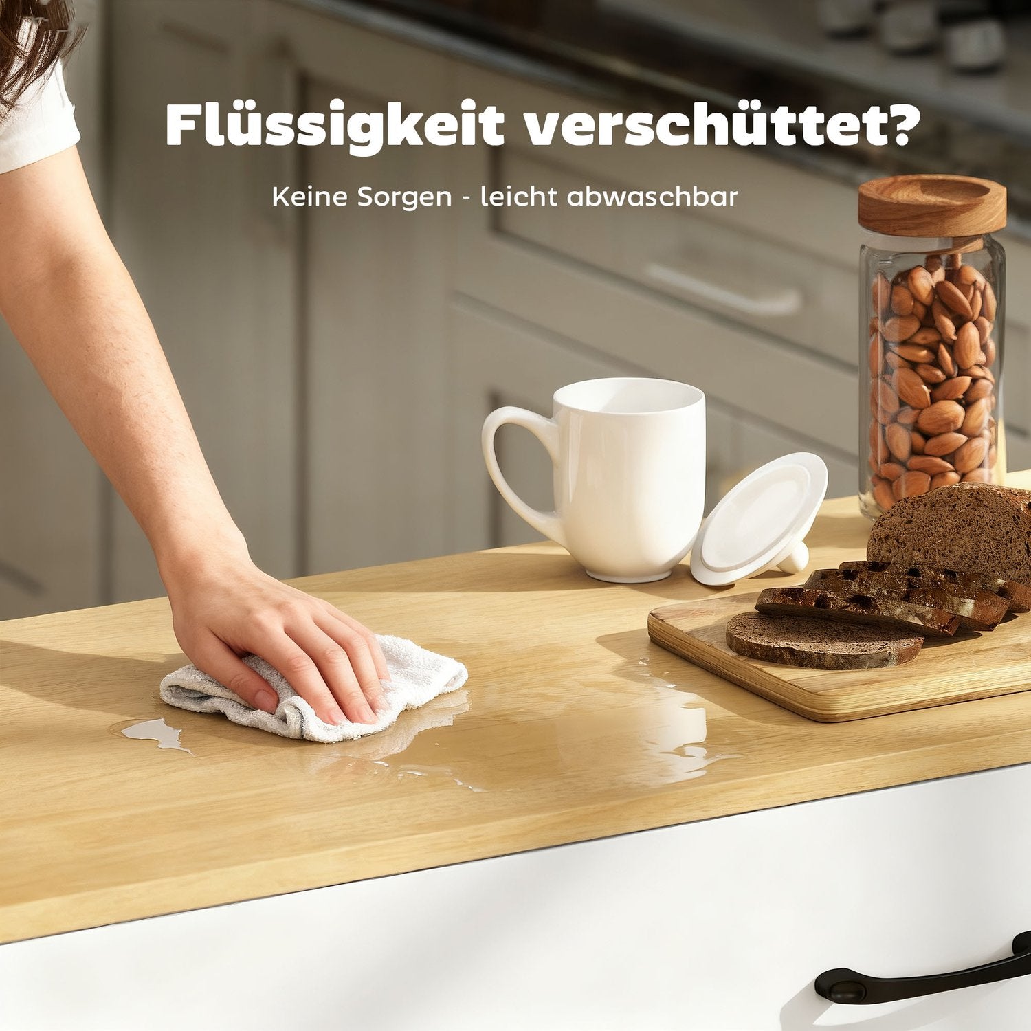 Köksö, expanderbar yta, mjukstängande, MDF, vit