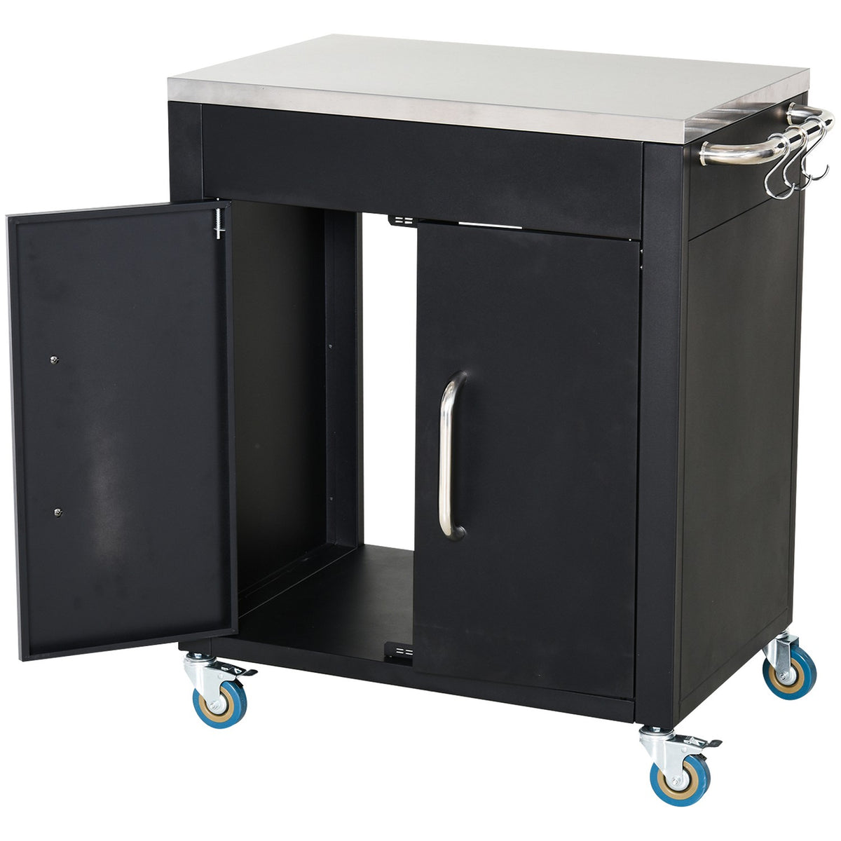 Carrello da cucina con ruote e mobiletto, nero, 86x50x86,5 cm