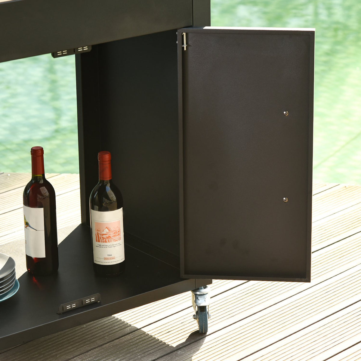 Carrello da cucina con ruote e mobiletto, nero, 86x50x86,5 cm