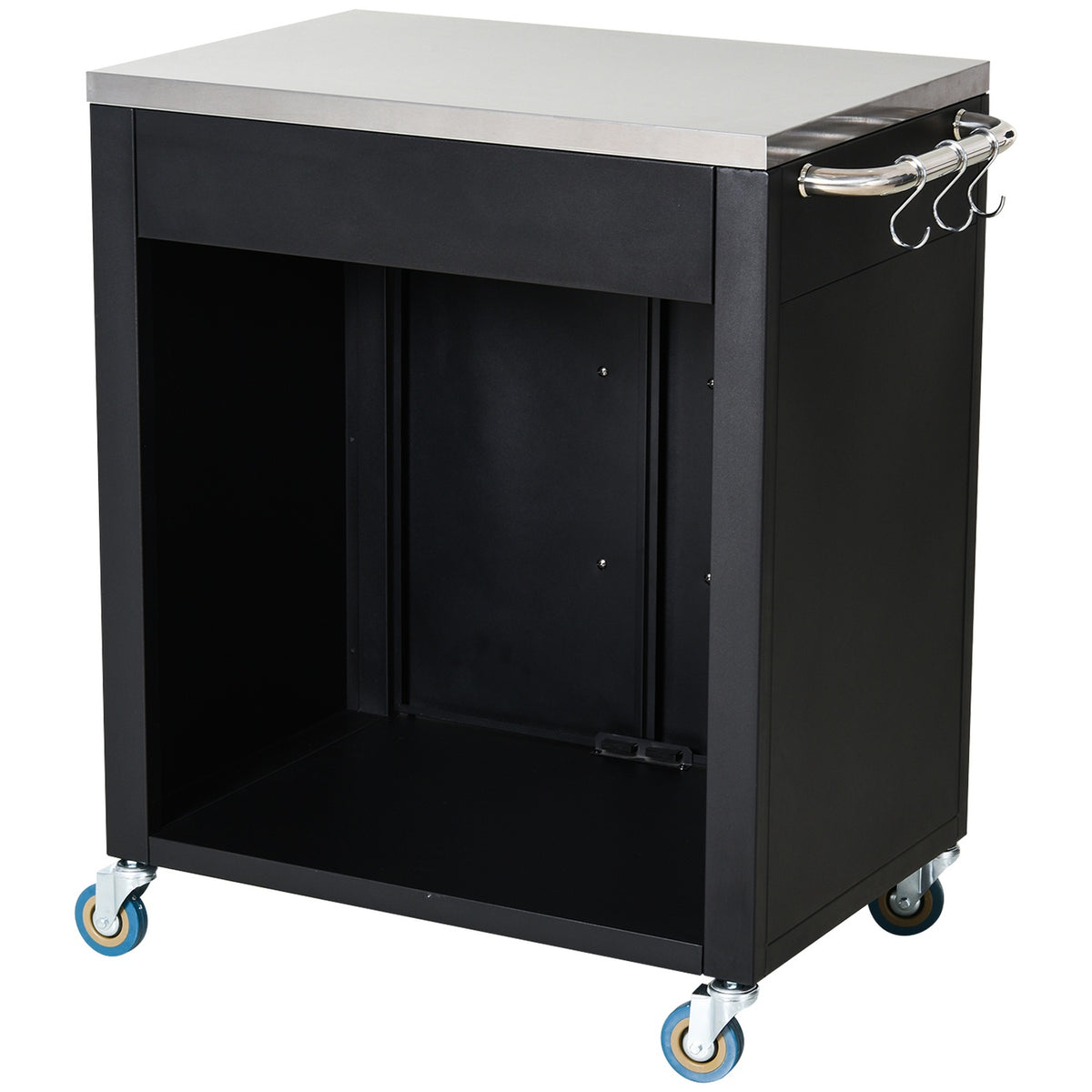 Carrello da cucina con ruote e mobiletto, nero, 86x50x86,5 cm