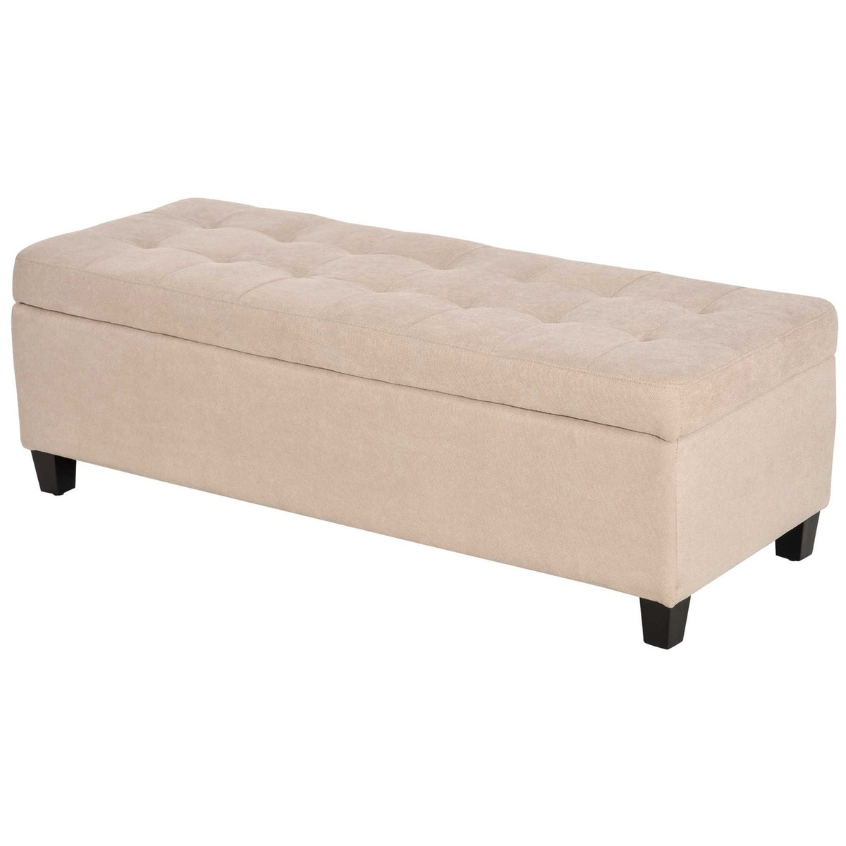 Banc de rangement revêtu – aspect lin, beige