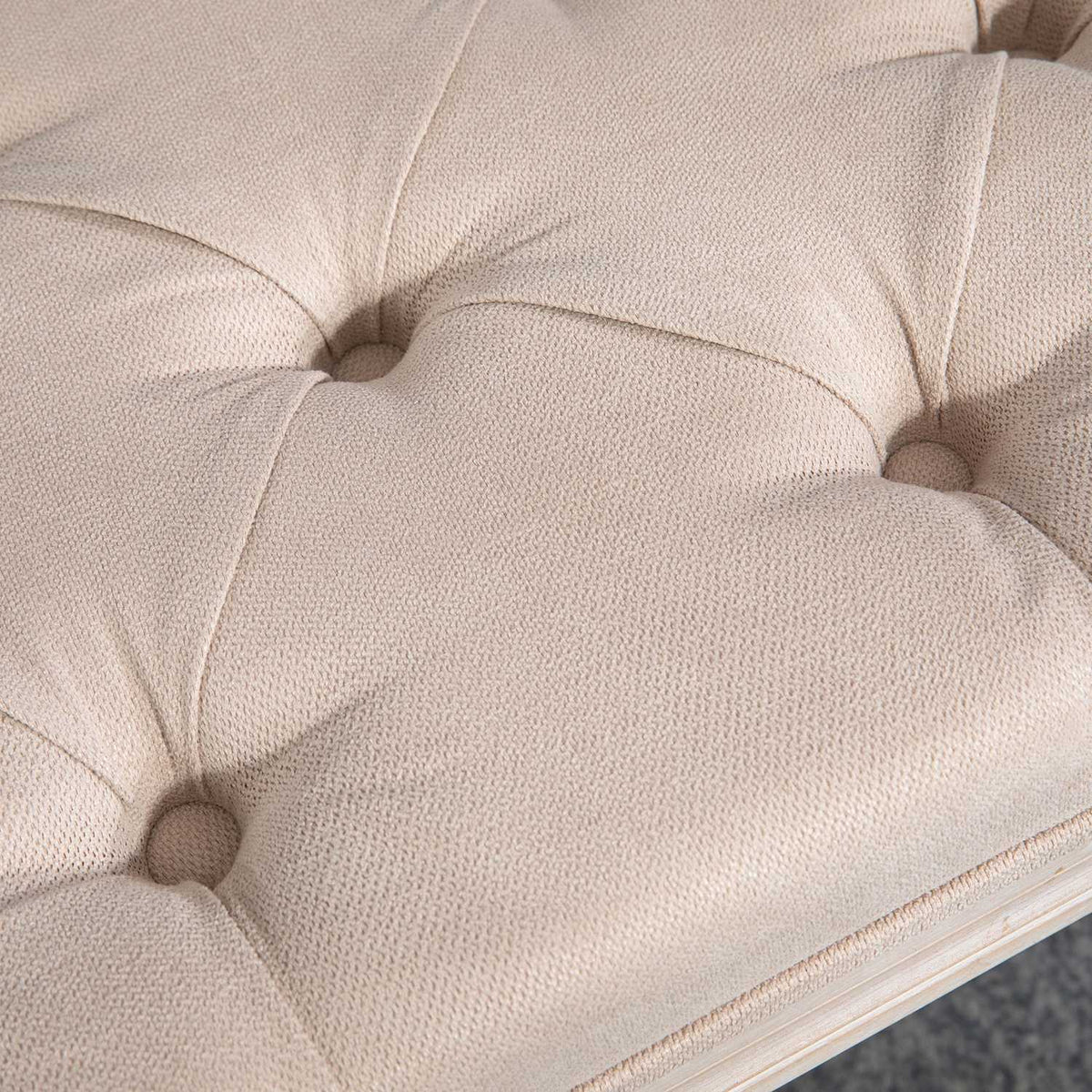 Bezogene Vintage-Bank, leinenbeige, 120 kg Kapazität